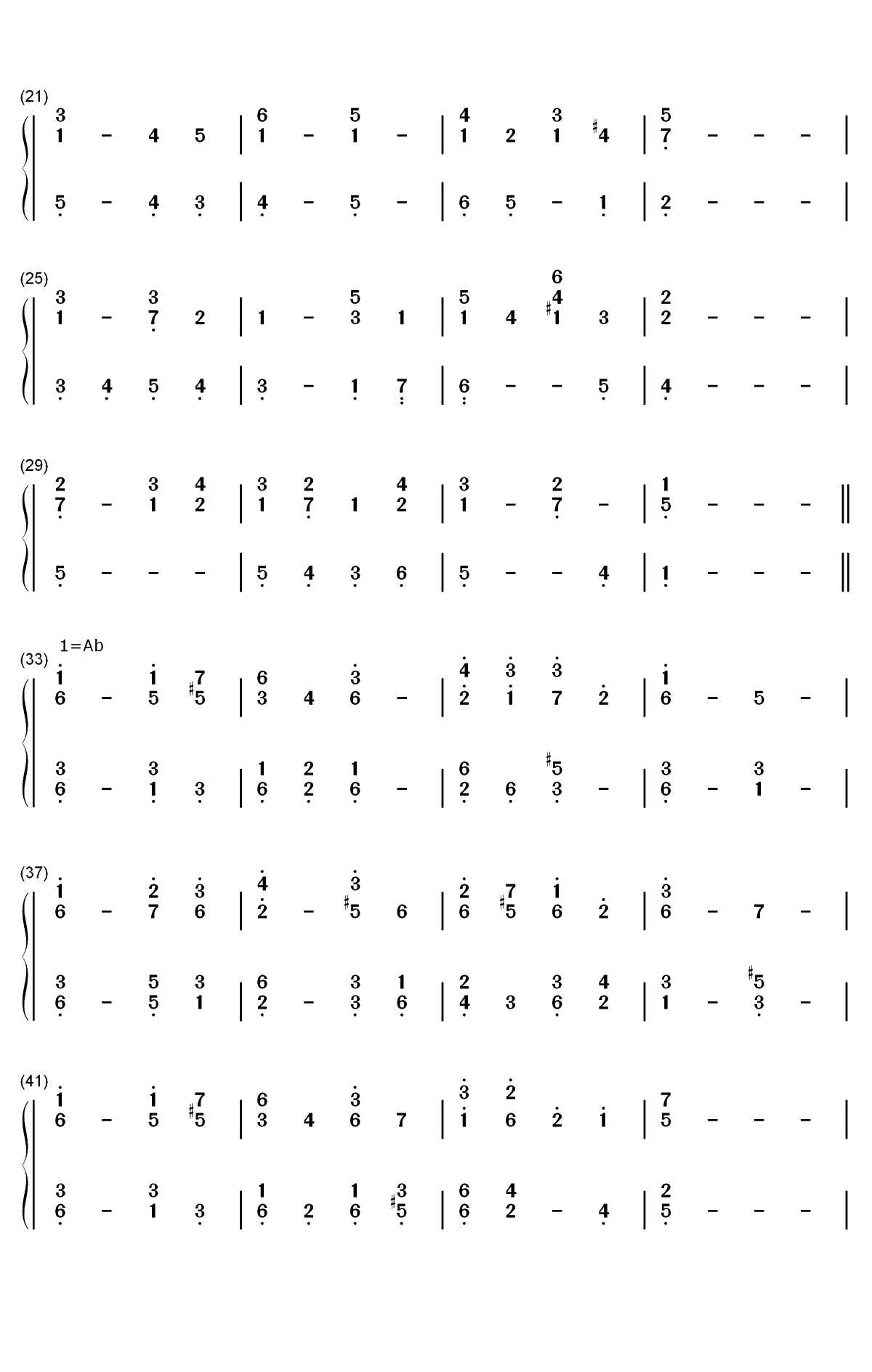 Abide with Me-Eventide-与主同行双手简谱预览2