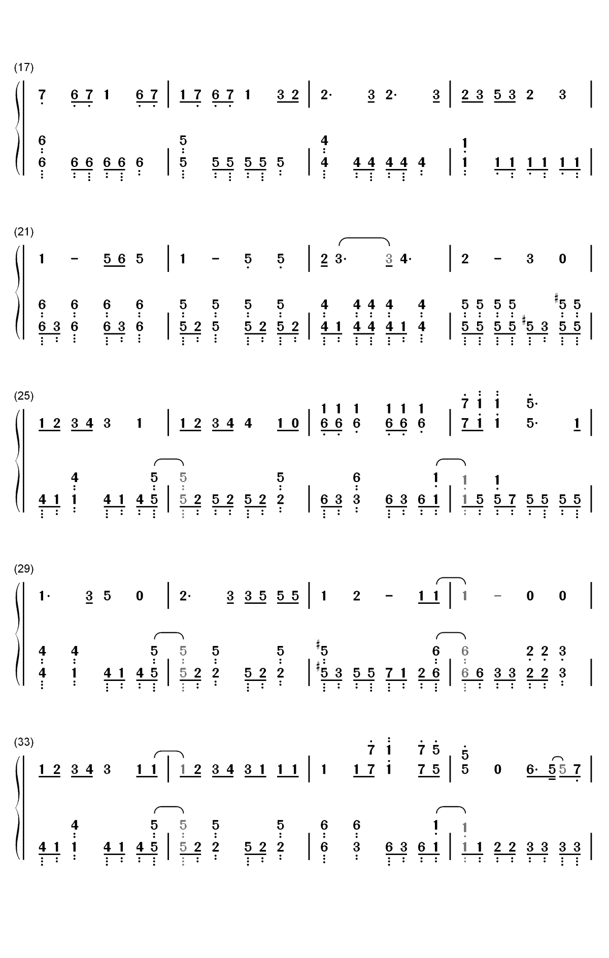 航海の唄-我的英雄学院第四季ED双手简谱预览2