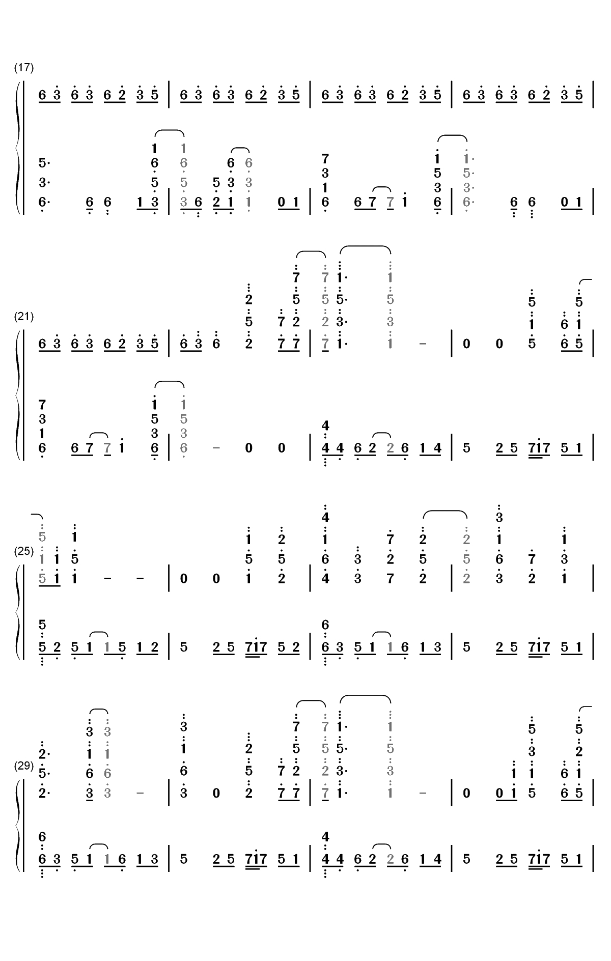 水槽-星合之空OP双手简谱预览2