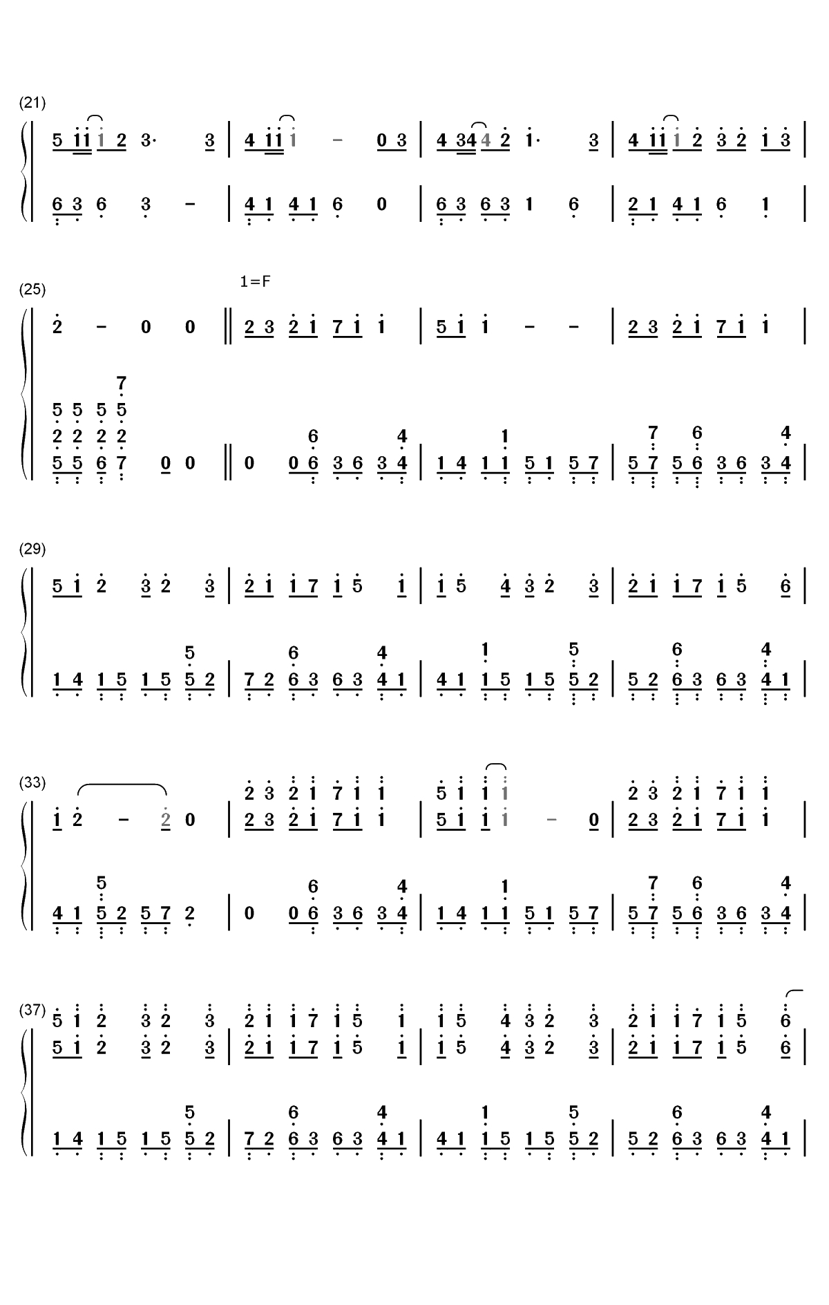 荣耀的战场-全职高手ED双手简谱预览2
