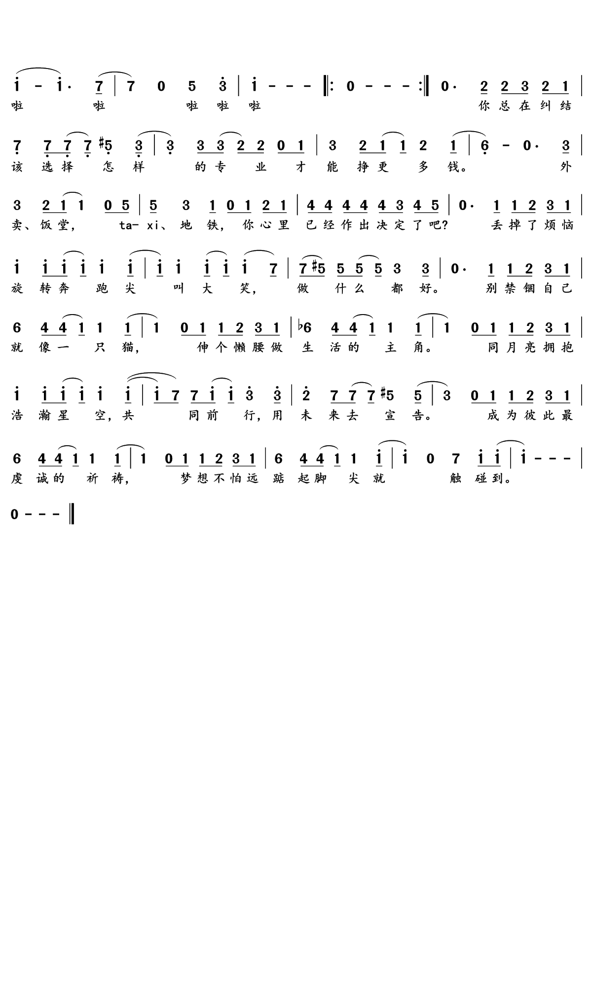 别以为不是你的烦恼简谱(歌词)-SNH48易嘉爱演唱-文艺小Eager记谱1