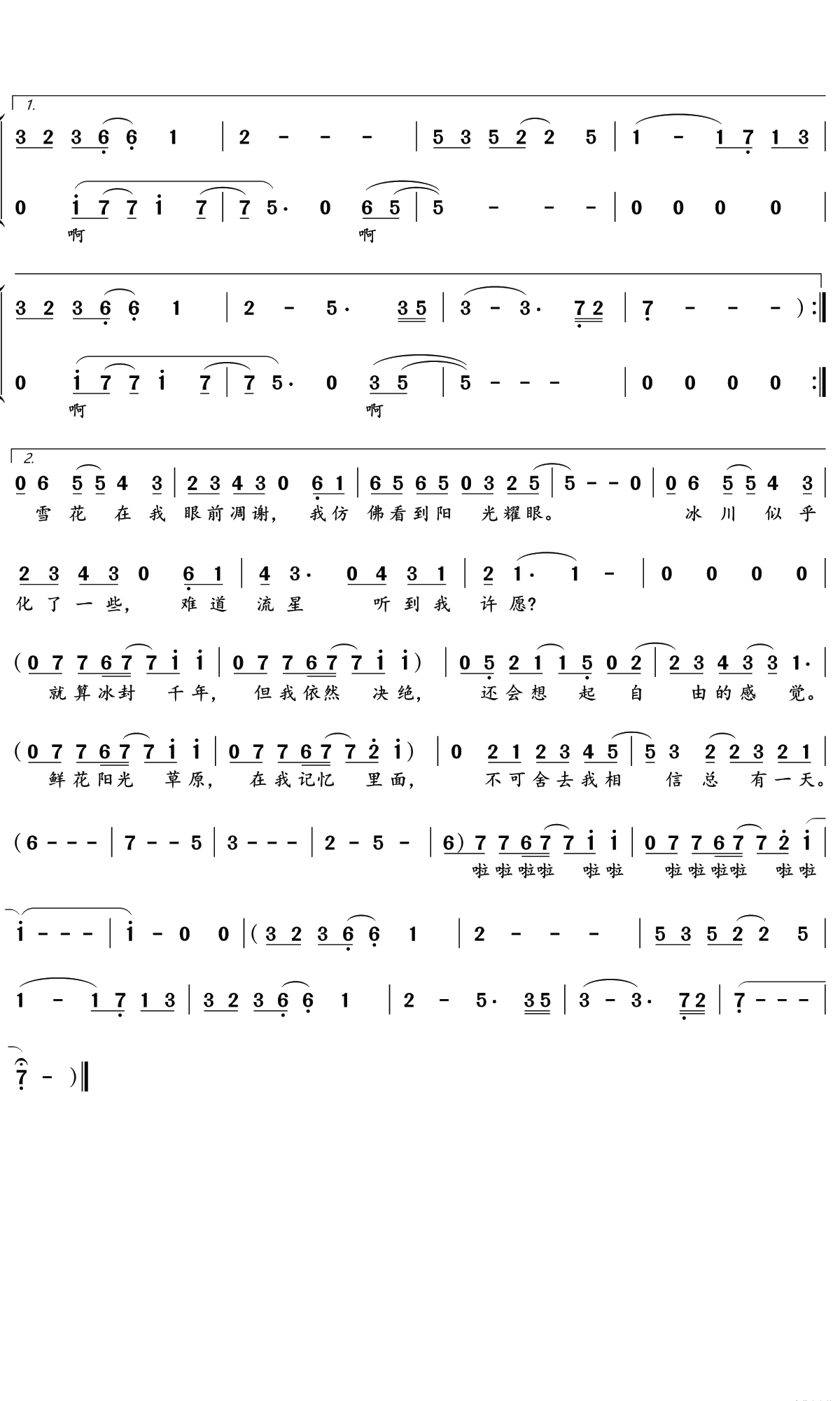 Ice Queen简谱(歌词)-SNH48/宋昕冉演唱-文艺小Eager记谱曲谱1