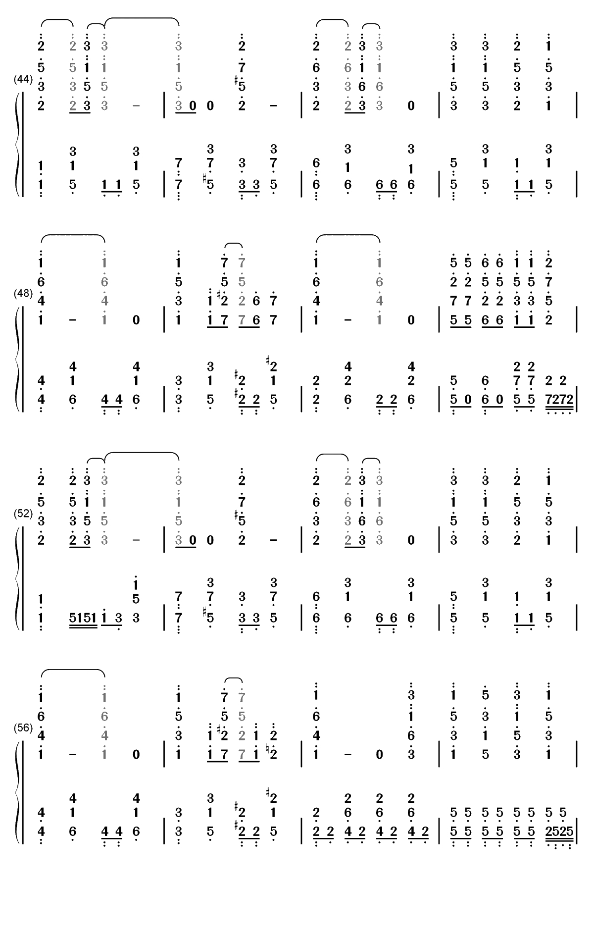 Lets go ライフリング４-美妙射击部OP双手简谱预览4