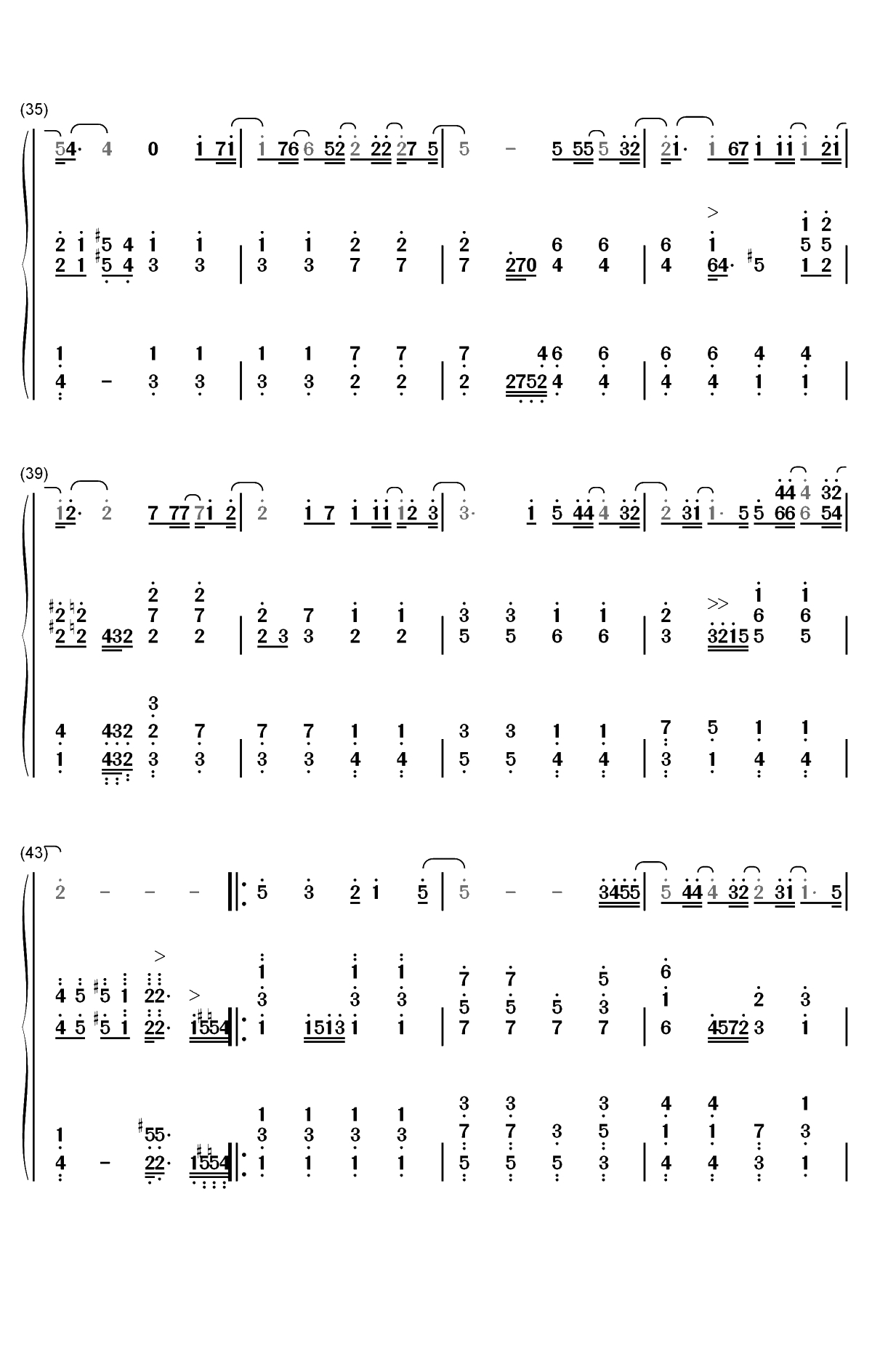 爱我还是他钢琴简谱-数字双手-陶喆4