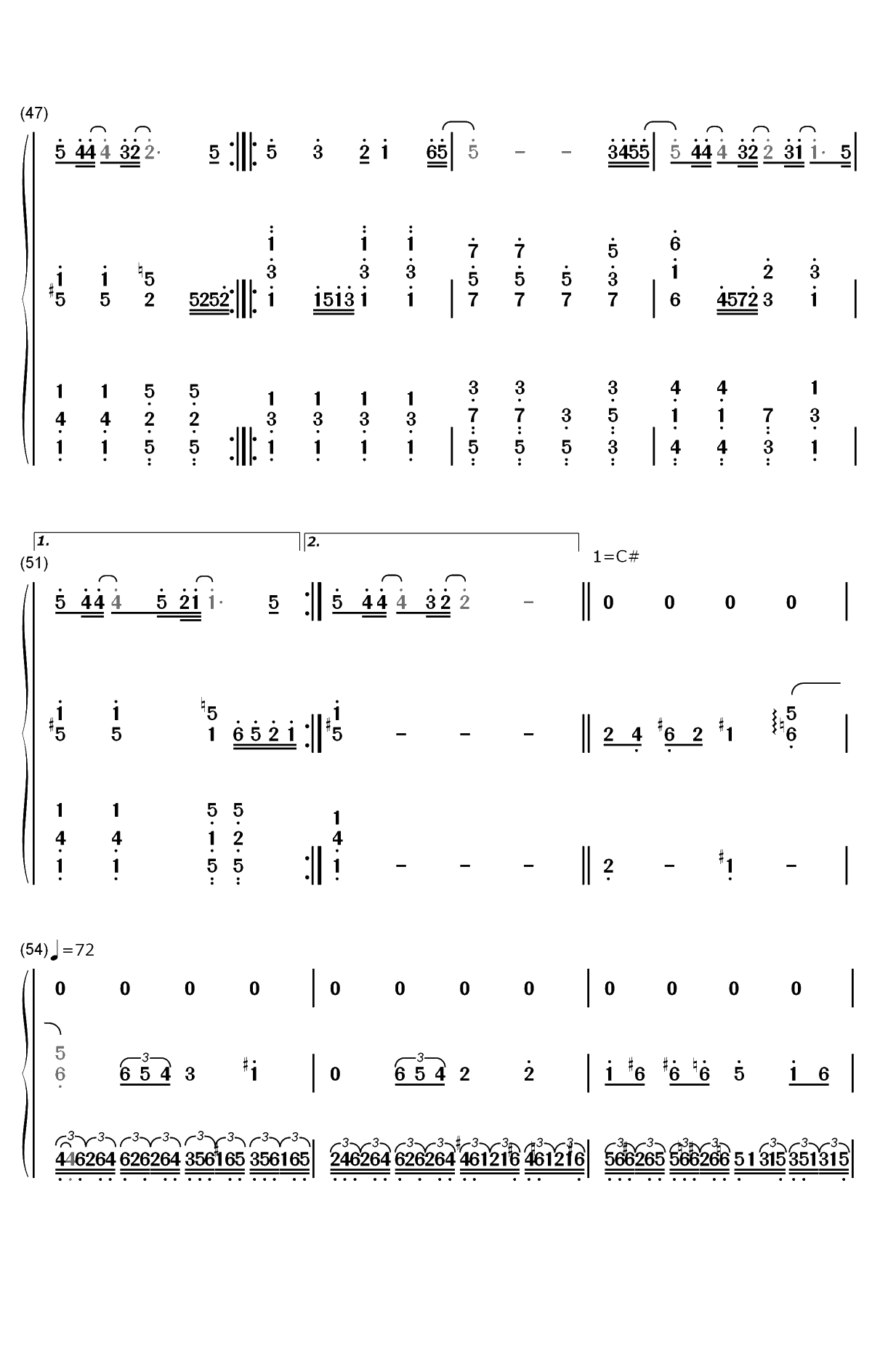 爱我还是他钢琴简谱-数字双手-陶喆5