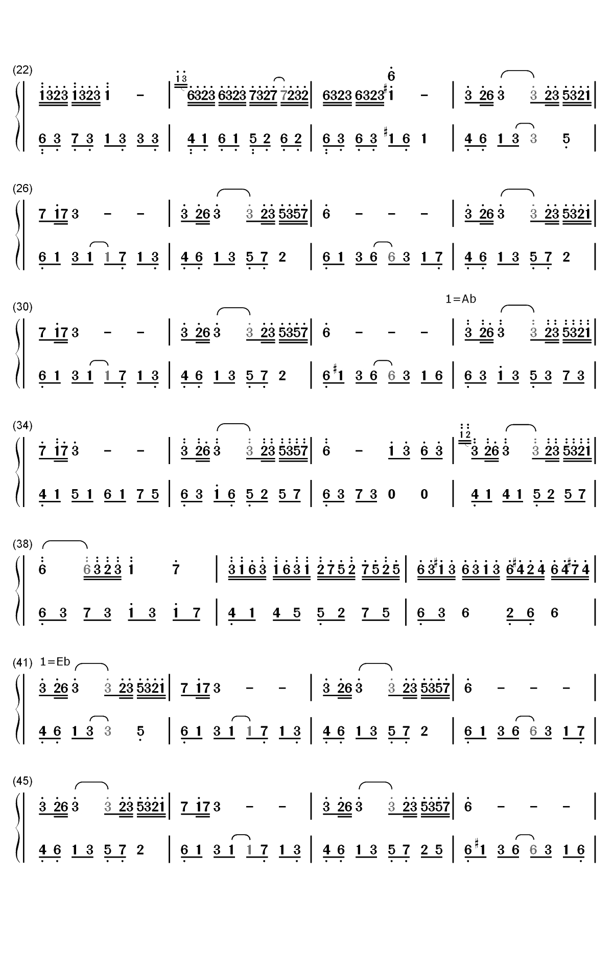 繁华的寂静双手简谱预览2