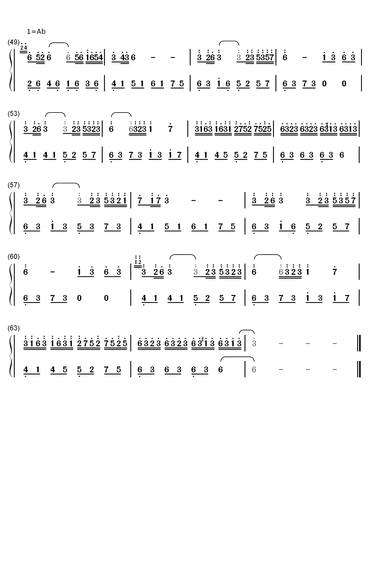 繁华的寂静双手简谱预览3