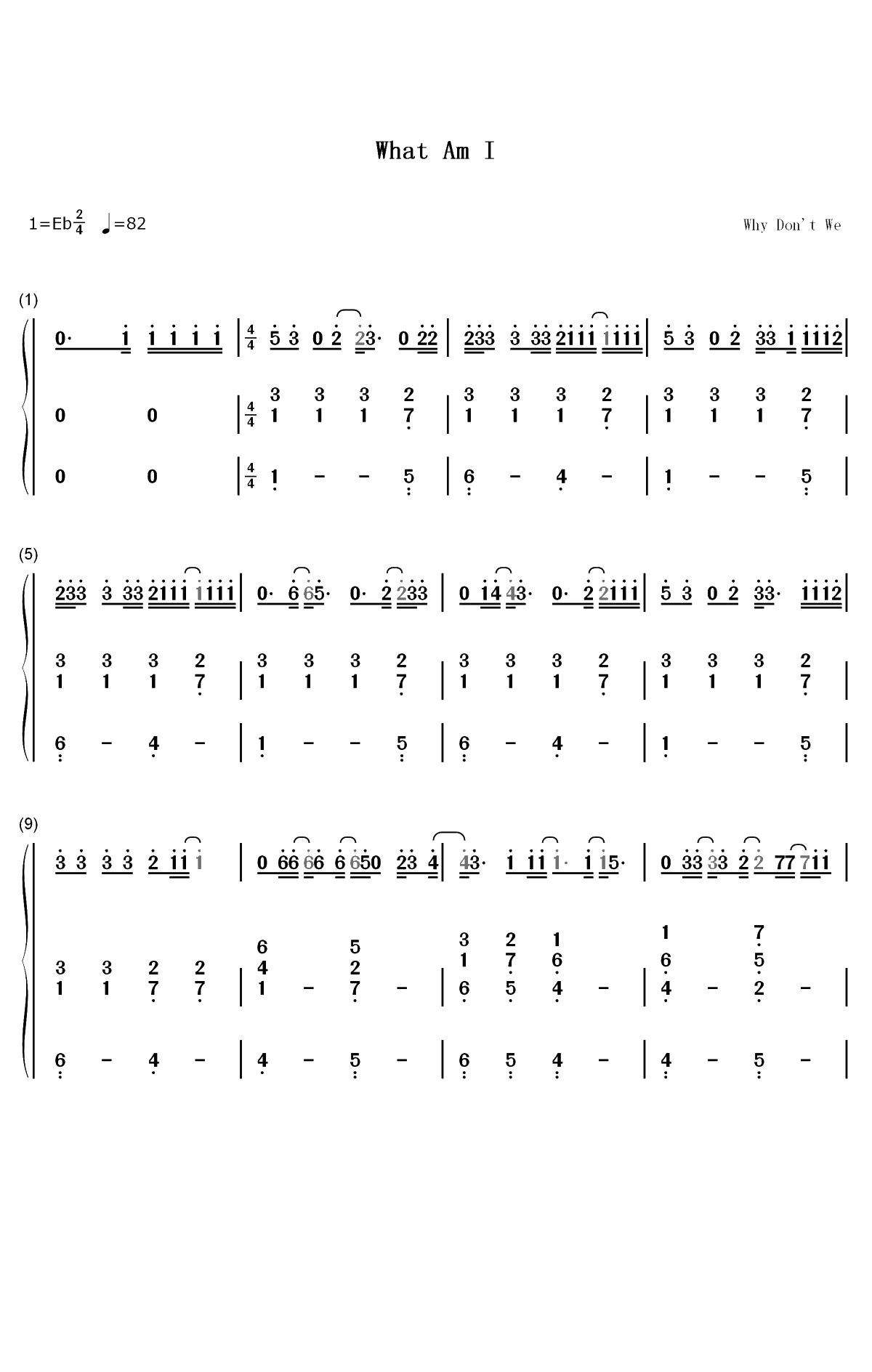 What Am I-Why Dont We双手简谱预览1