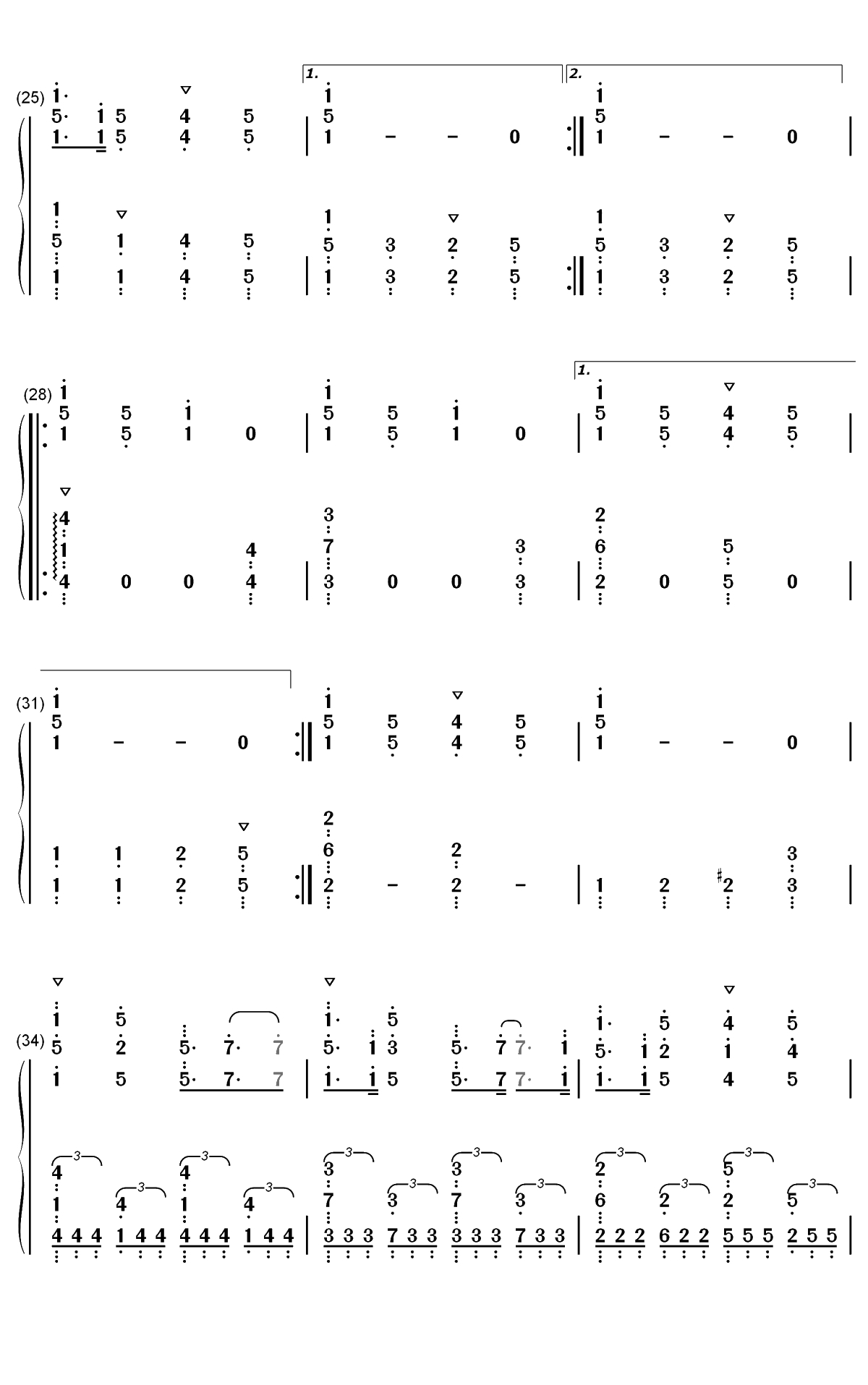 爆笑ぼっち塾校歌钢琴简谱-数字双手-森下千咲 田中美海 鬼头明里 黑濑优子3