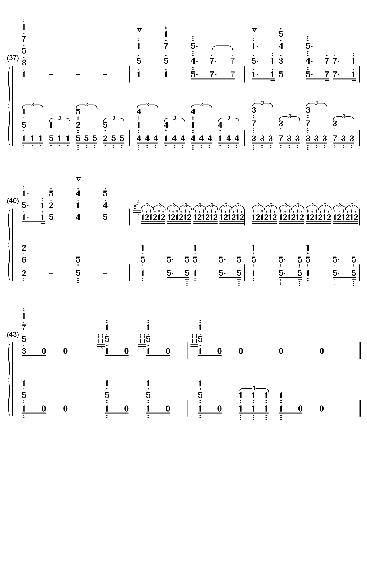 爆笑ぼっち塾校歌钢琴简谱-数字双手-森下千咲 田中美海 鬼头明里 黑濑优子4