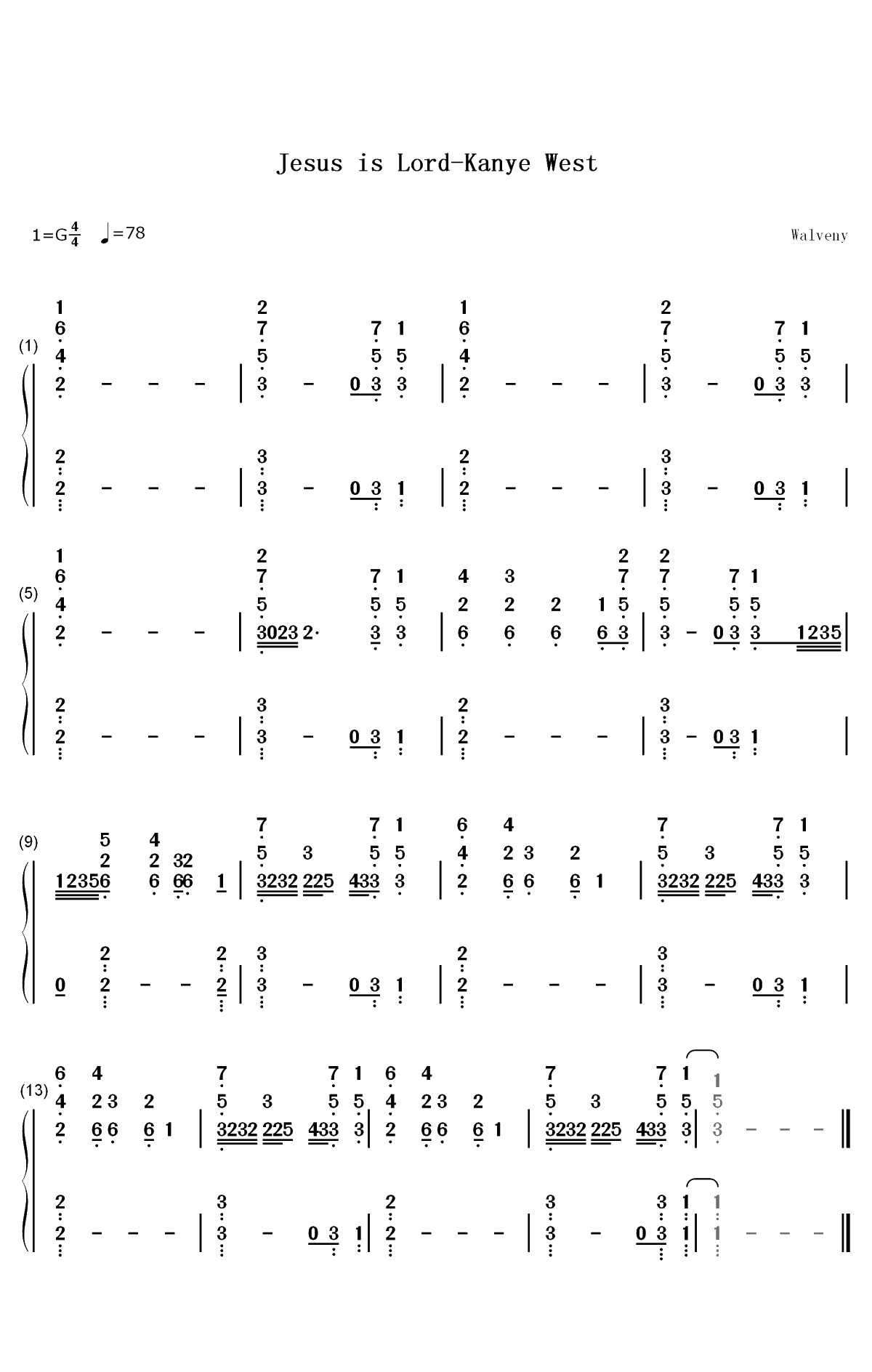 Jesus is Lord-Kanye West双手简谱预览1