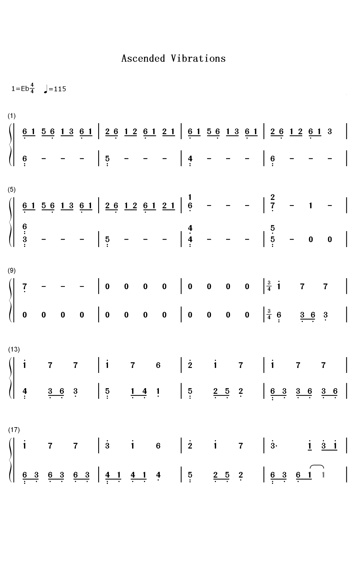 Ascended Vibrations双手简谱预览1