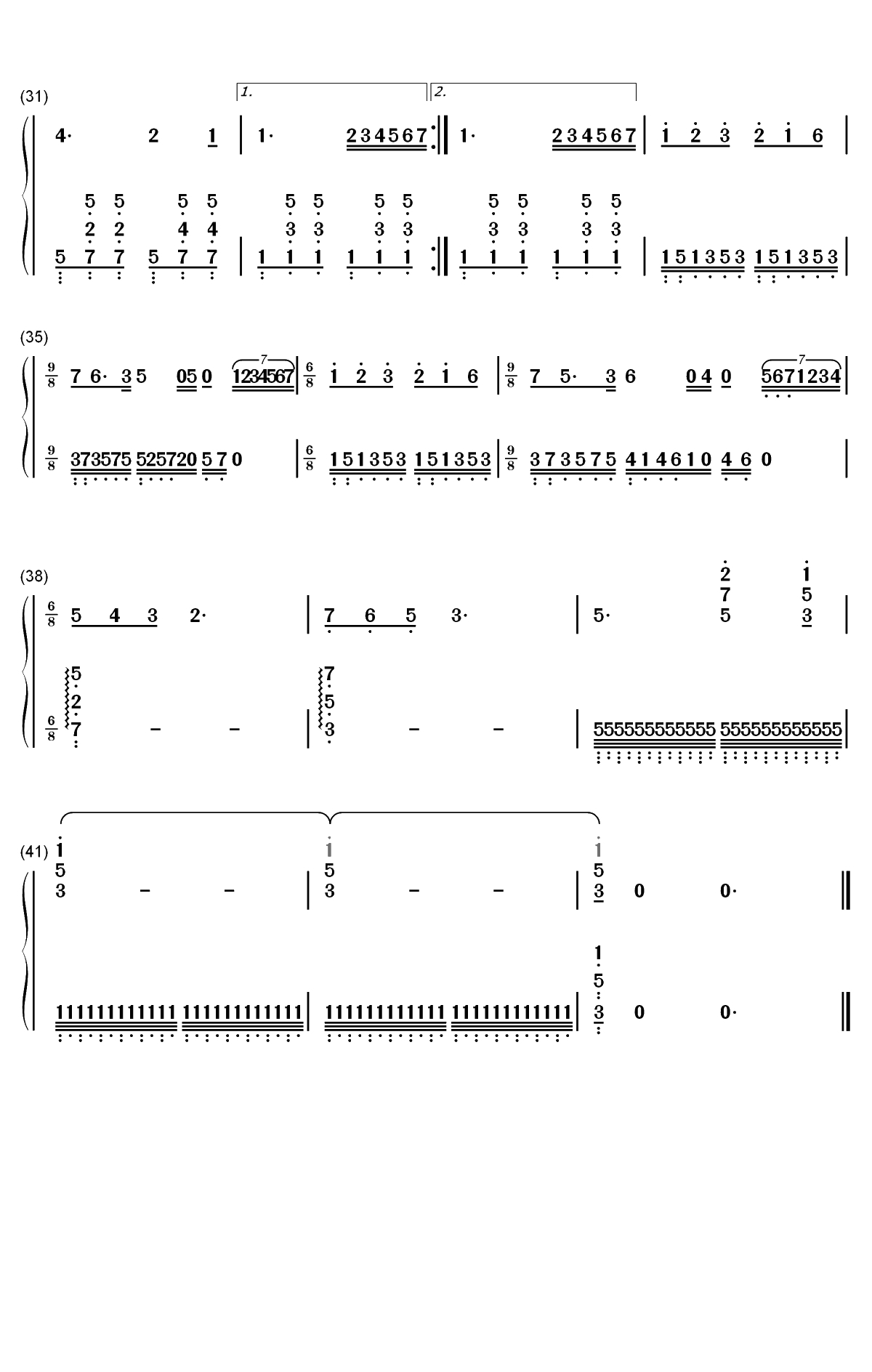 我和我的祖国-华丽版双手简谱预览3