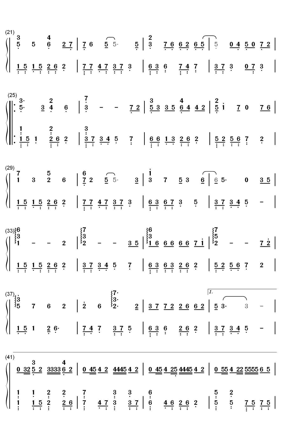贰叁-吴亦凡双手简谱预览2
