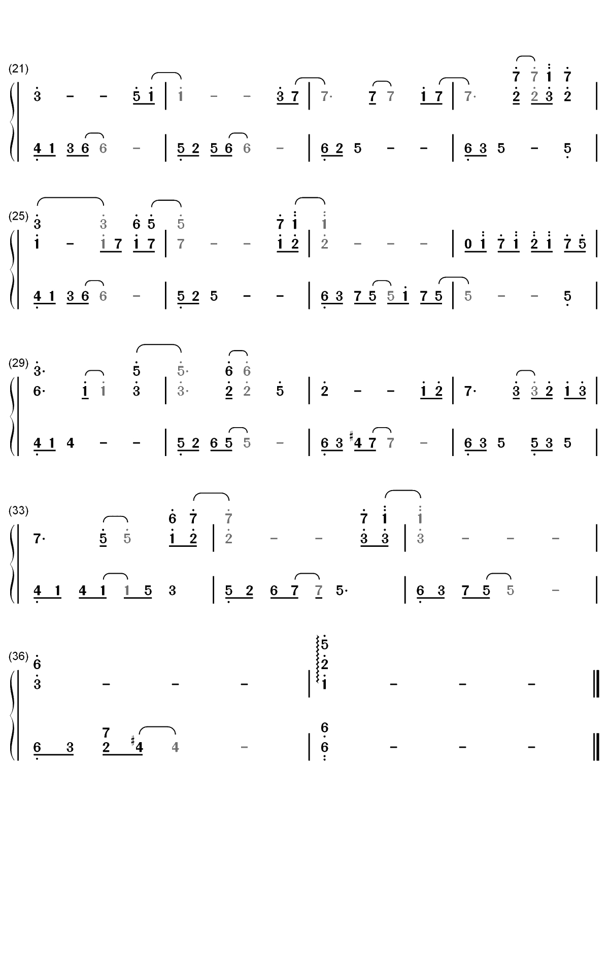偏离-恋与制作人BGM双手简谱预览2