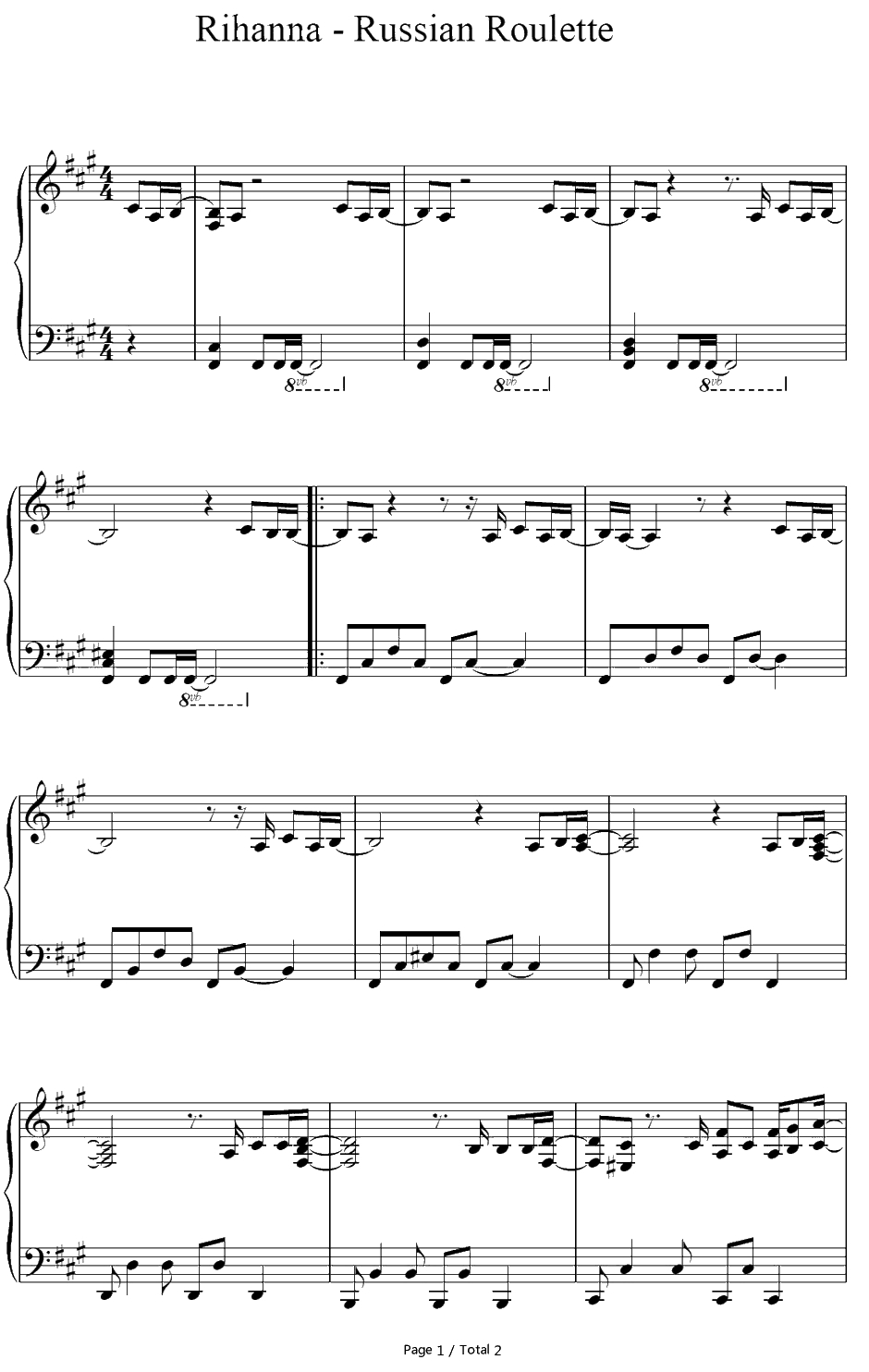 Russian Roulette钢琴谱-Rihanna1