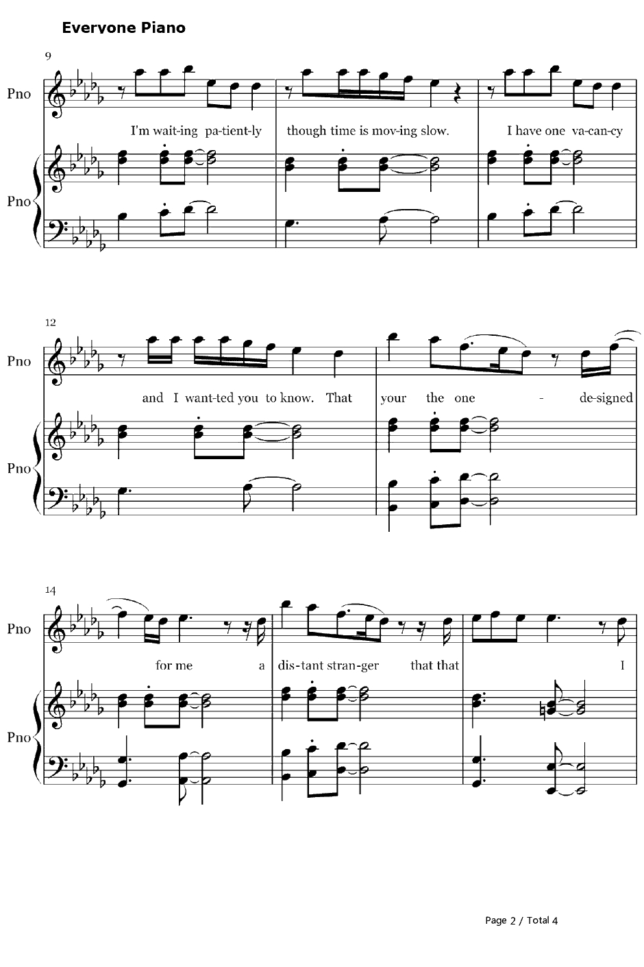Make It To Me钢琴谱-Sam Smith萨姆·史密斯2