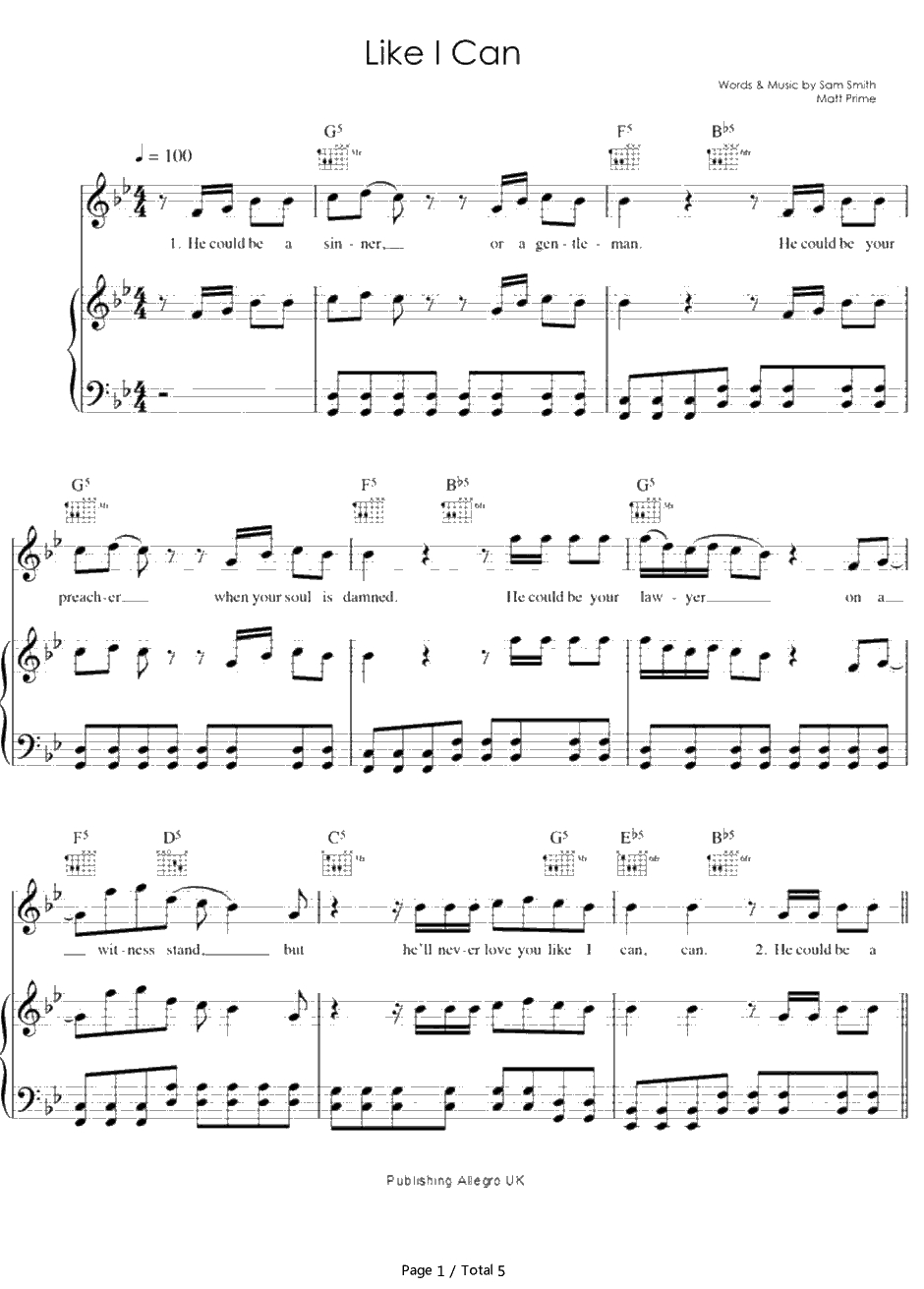 Like I Can钢琴谱-Sam Smith1