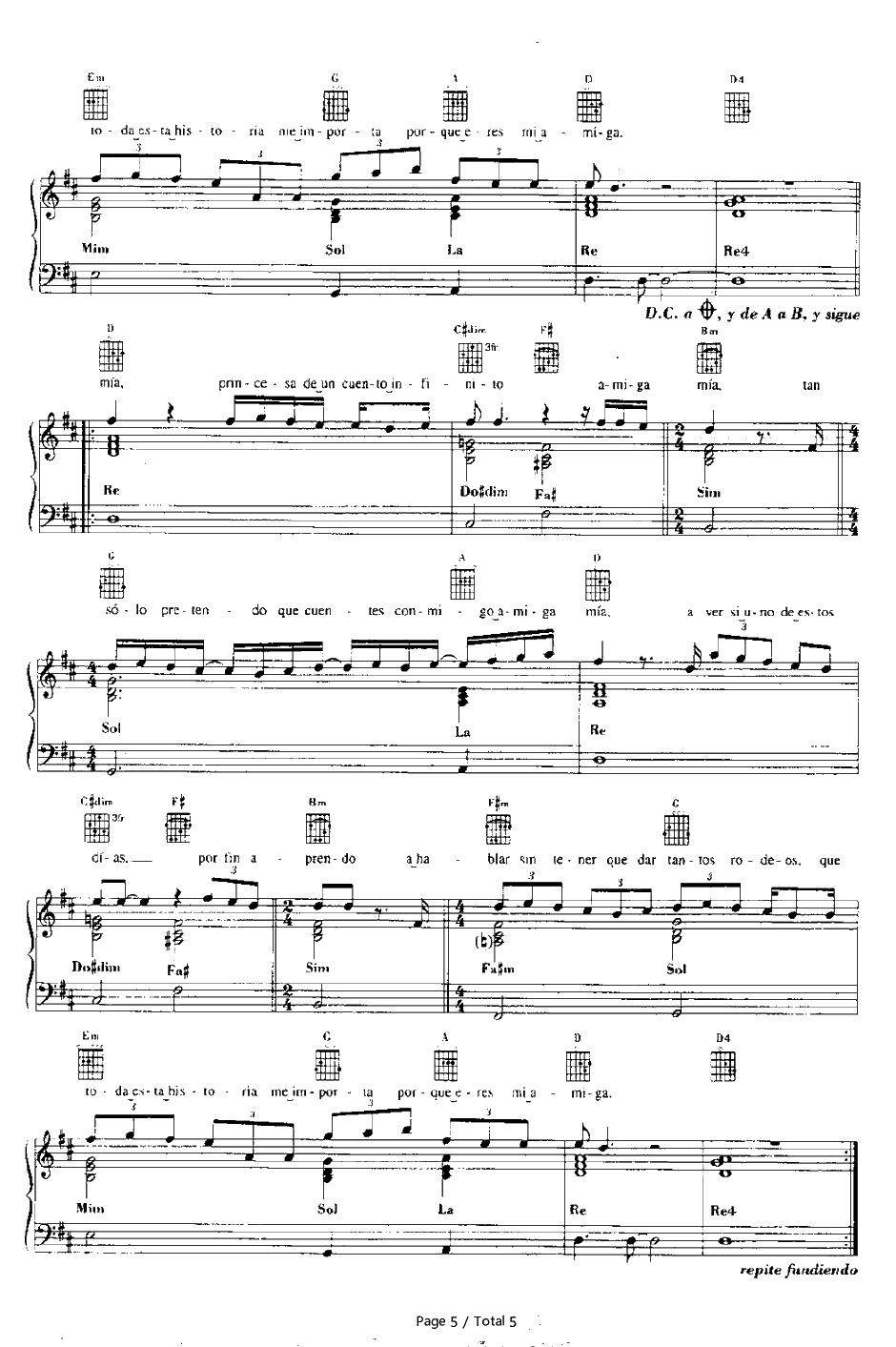 Amiga Mia钢琴谱-Alejandro Sanz5