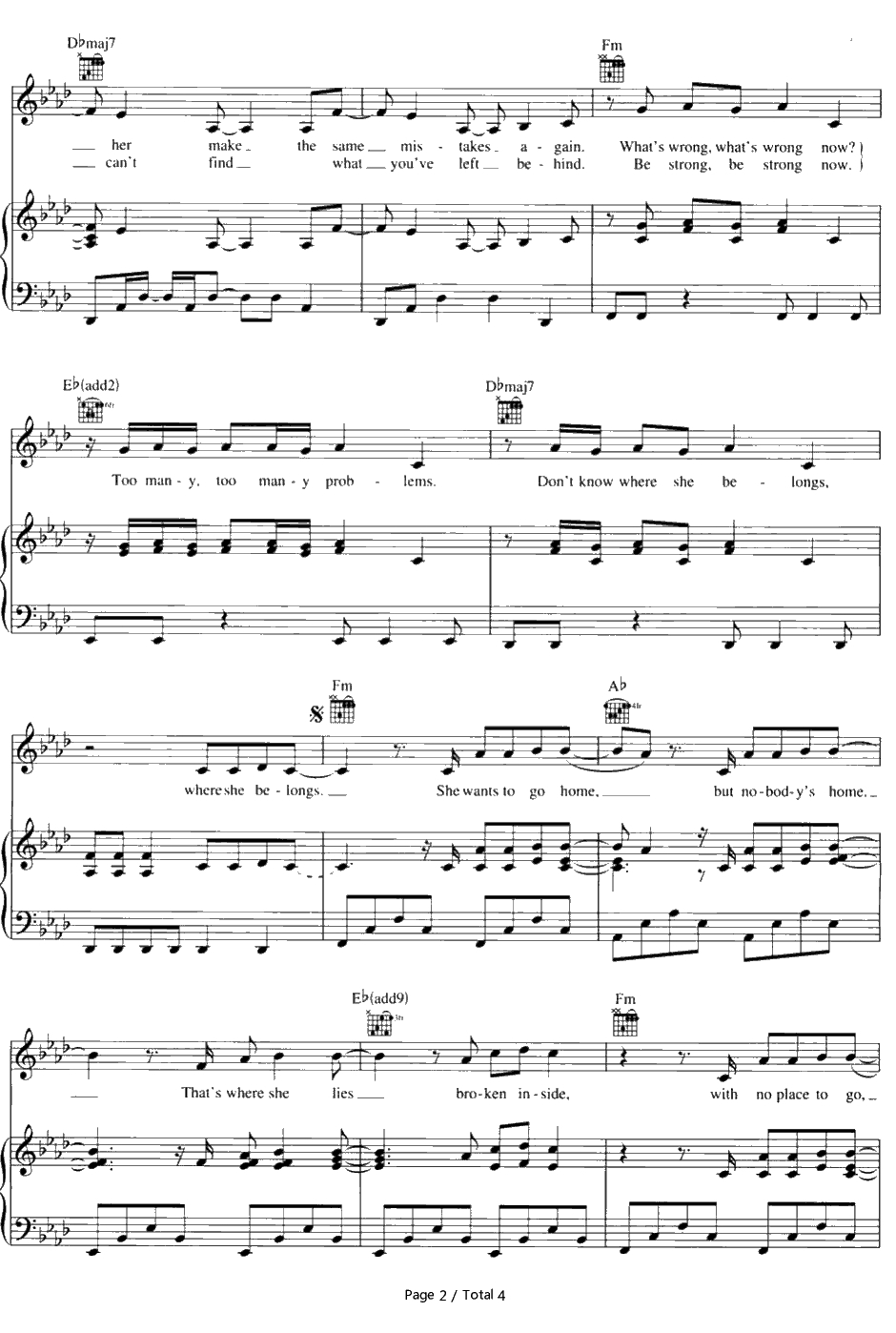 Nobodys Home钢琴谱-Avril Lavigne2
