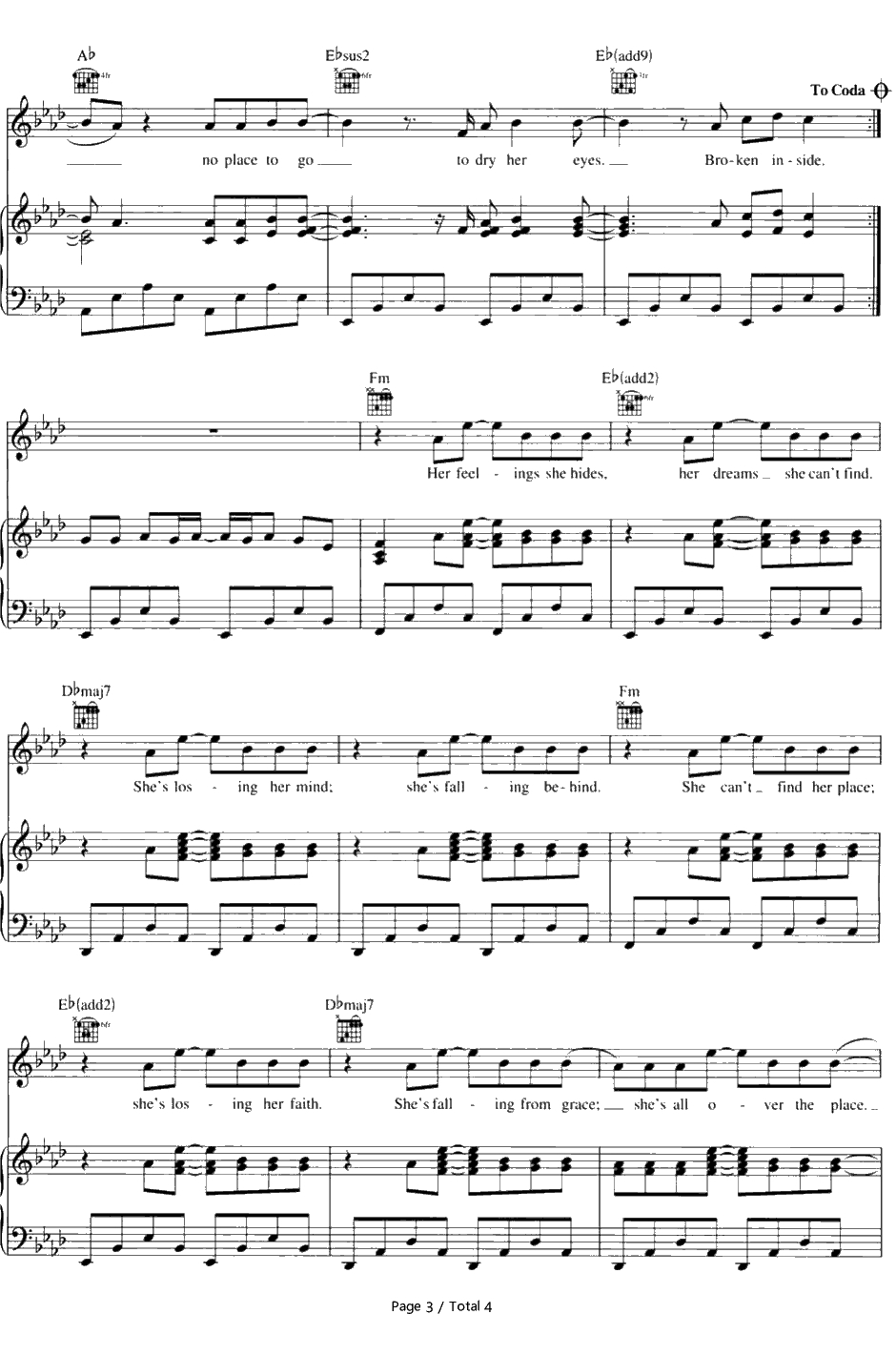 Nobodys Home钢琴谱-Avril Lavigne3