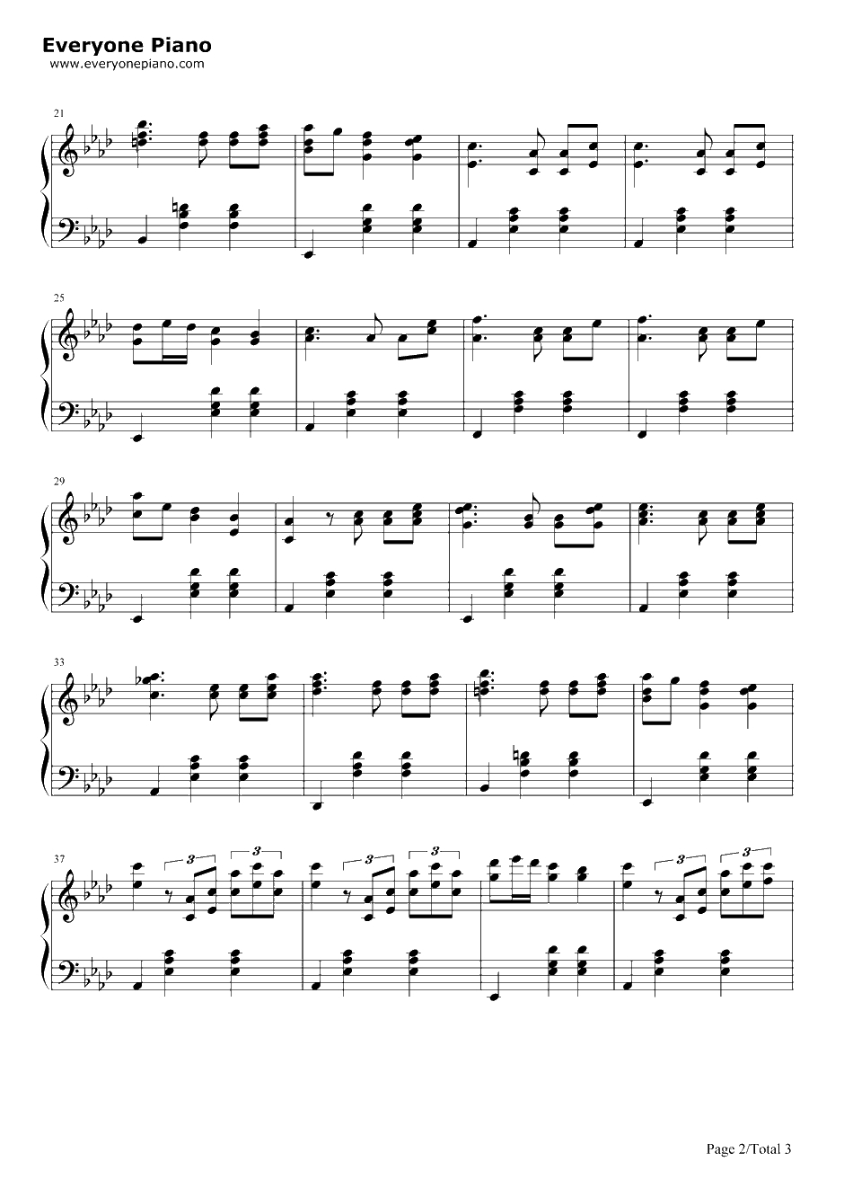 降A大调圆舞曲钢琴谱-勃拉姆斯2