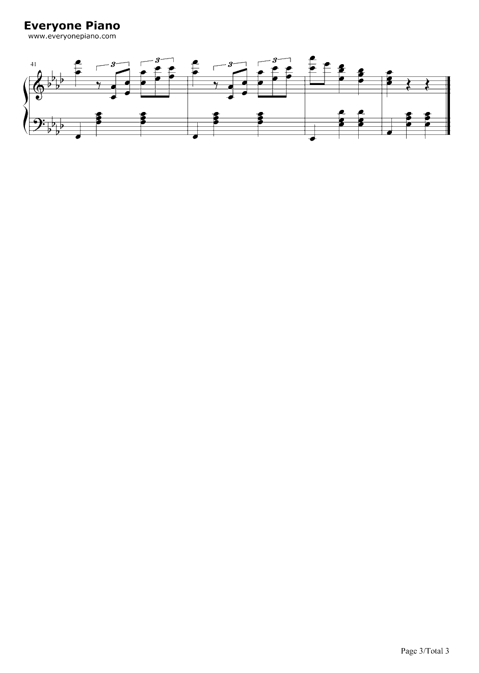 降A大调圆舞曲钢琴谱-勃拉姆斯3