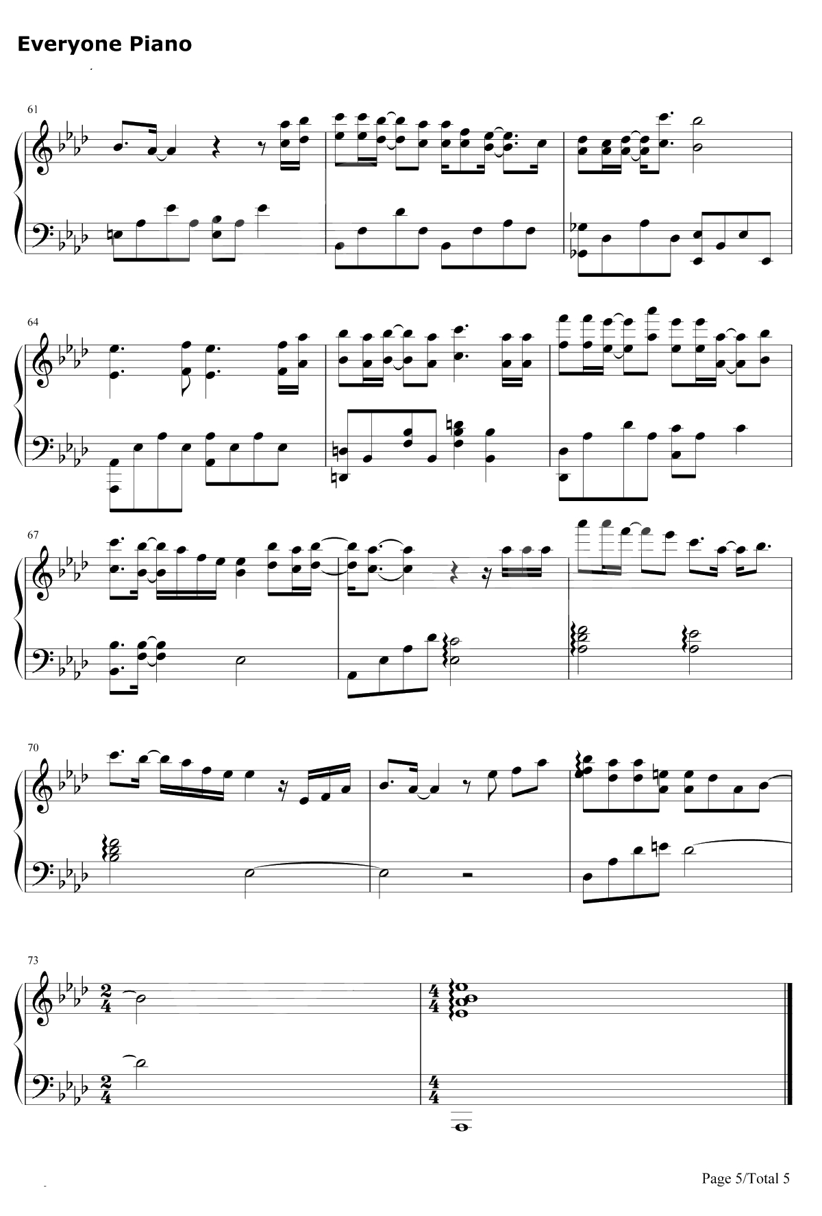 My Sunshine钢琴谱-张杰-何以笙箫默主题曲5