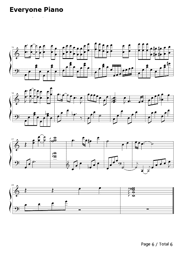 孤单北半球钢琴谱-欧得洋6