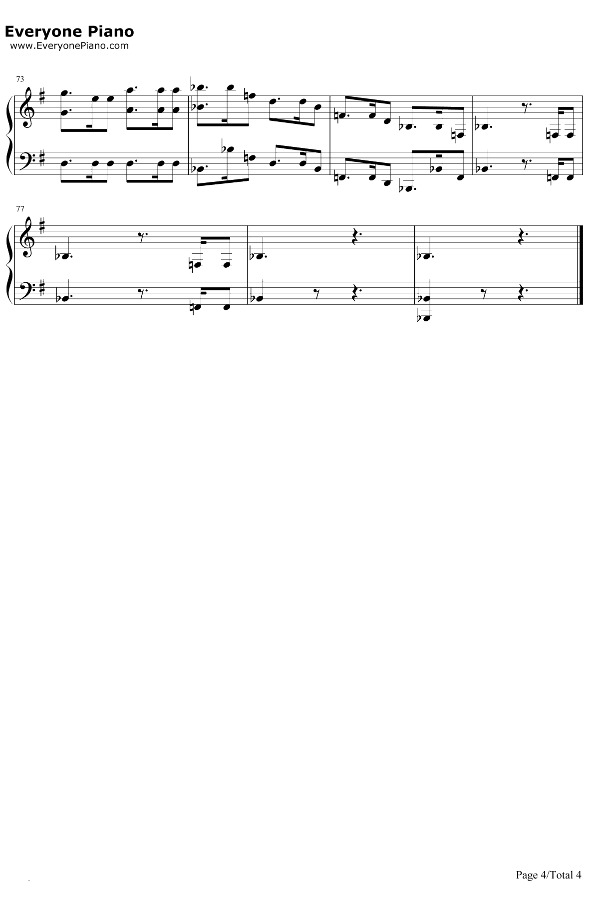 贝多芬第七号交响曲第一乐章钢琴谱-贝多芬4