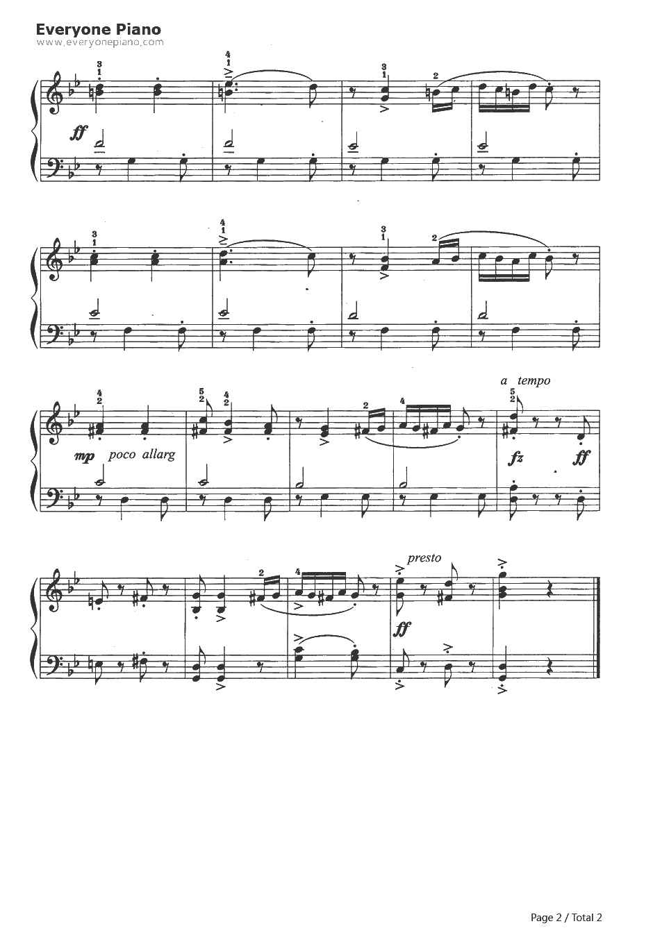 匈牙利舞曲钢琴谱-勃拉姆斯2