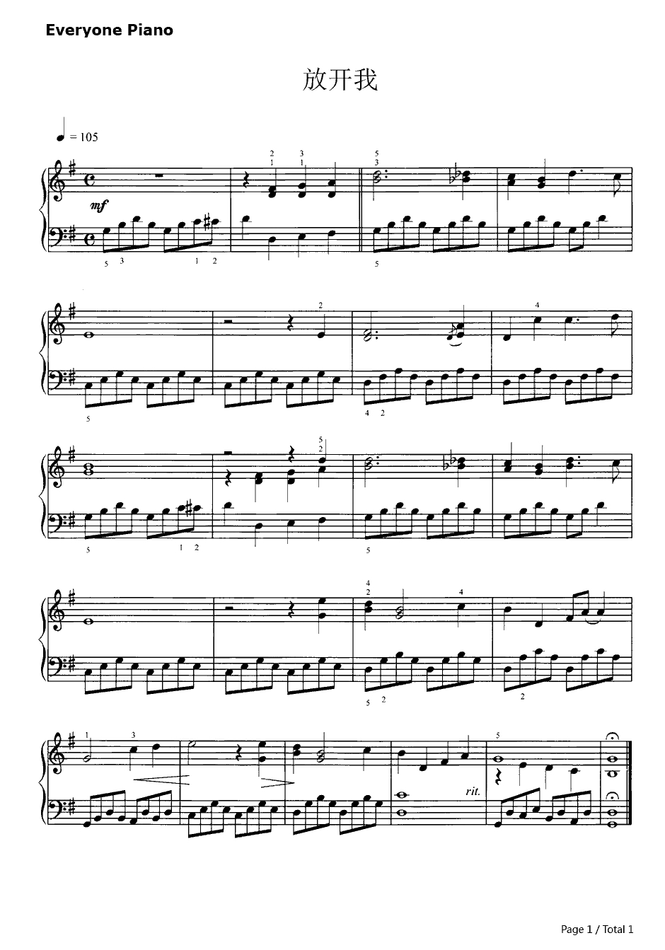 放开我钢琴谱-Engelbert Humperdinck1
