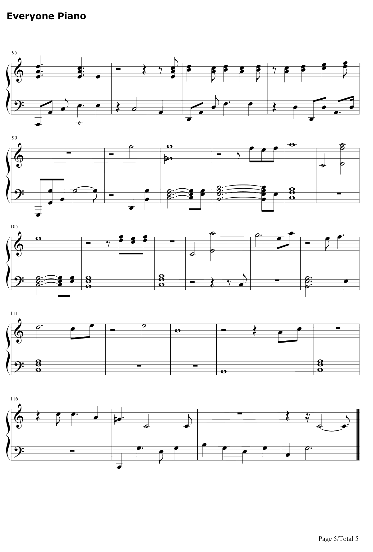 Come Out and Play钢琴谱-BillieEilish5