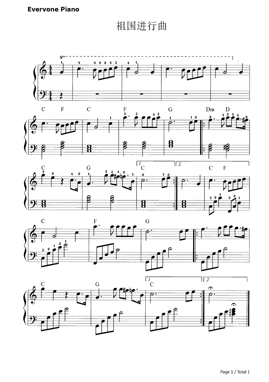 祖国进行曲钢琴谱-杜那耶夫斯基1