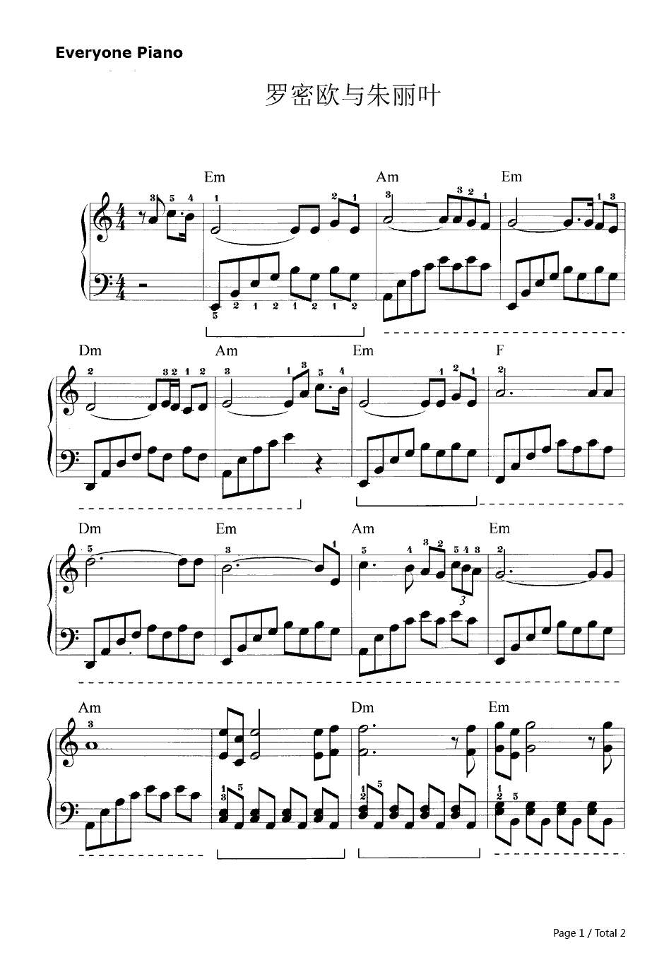 罗密欧与朱丽叶(Romeo and Juliet)钢琴谱-普罗科菲耶夫1
