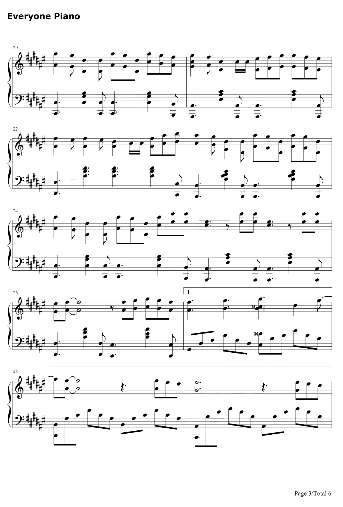 Wonderful U钢琴谱-AGA-完美独奏版3