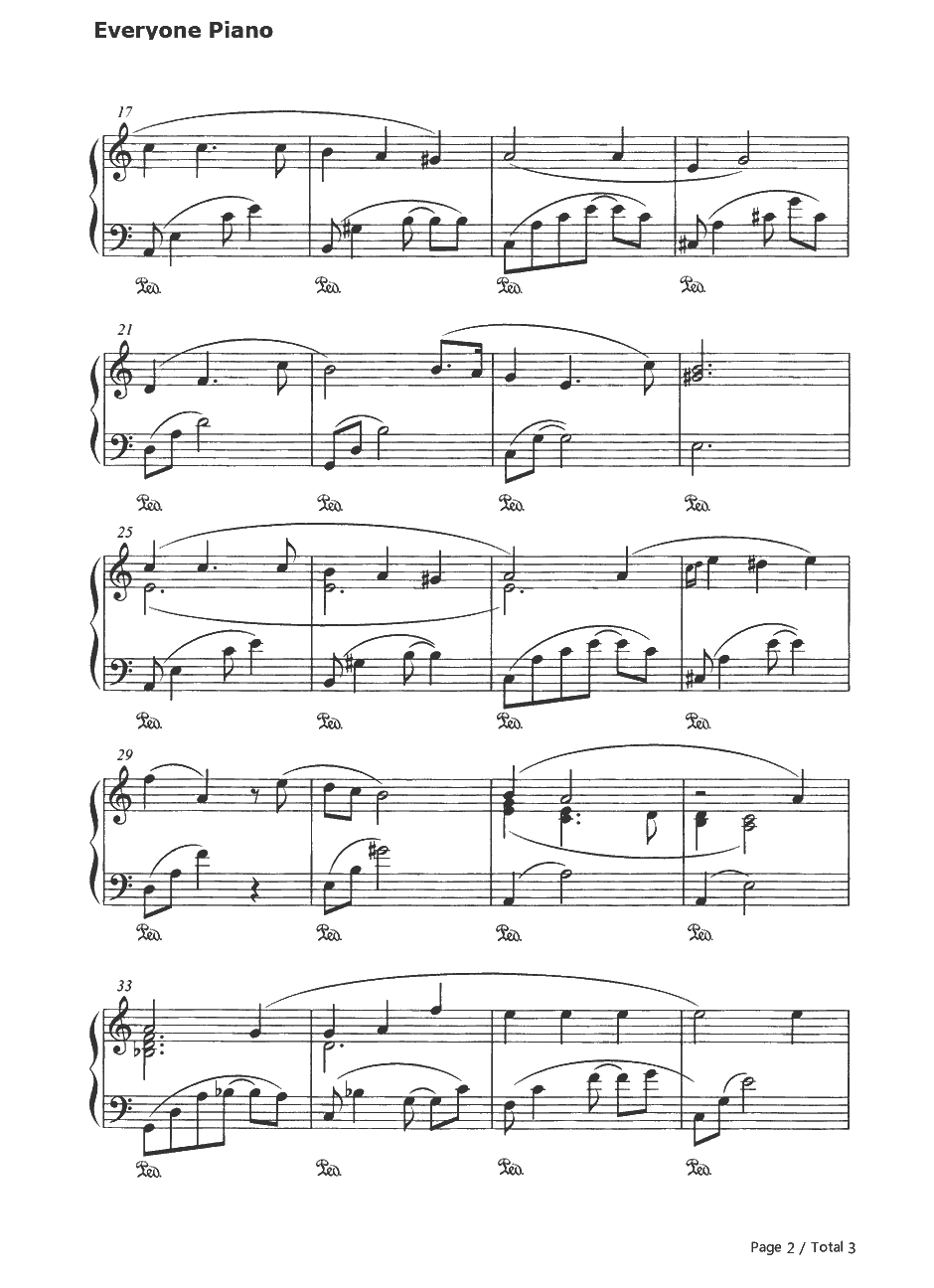 只有你钢琴谱-朴正元-韩剧《冬季恋歌》插曲2