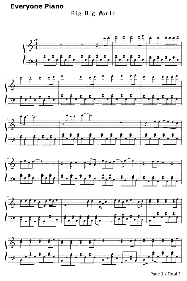 大大世界钢琴谱-Emilia Rydberg1
