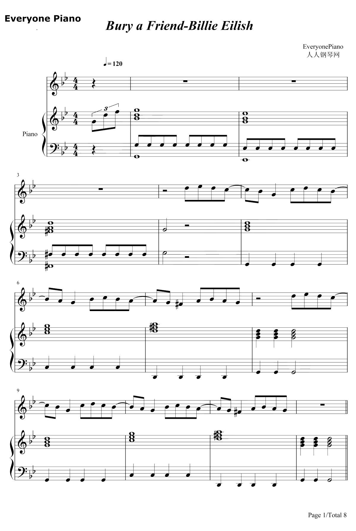 Bury a Friend钢琴谱-BillieEilish1