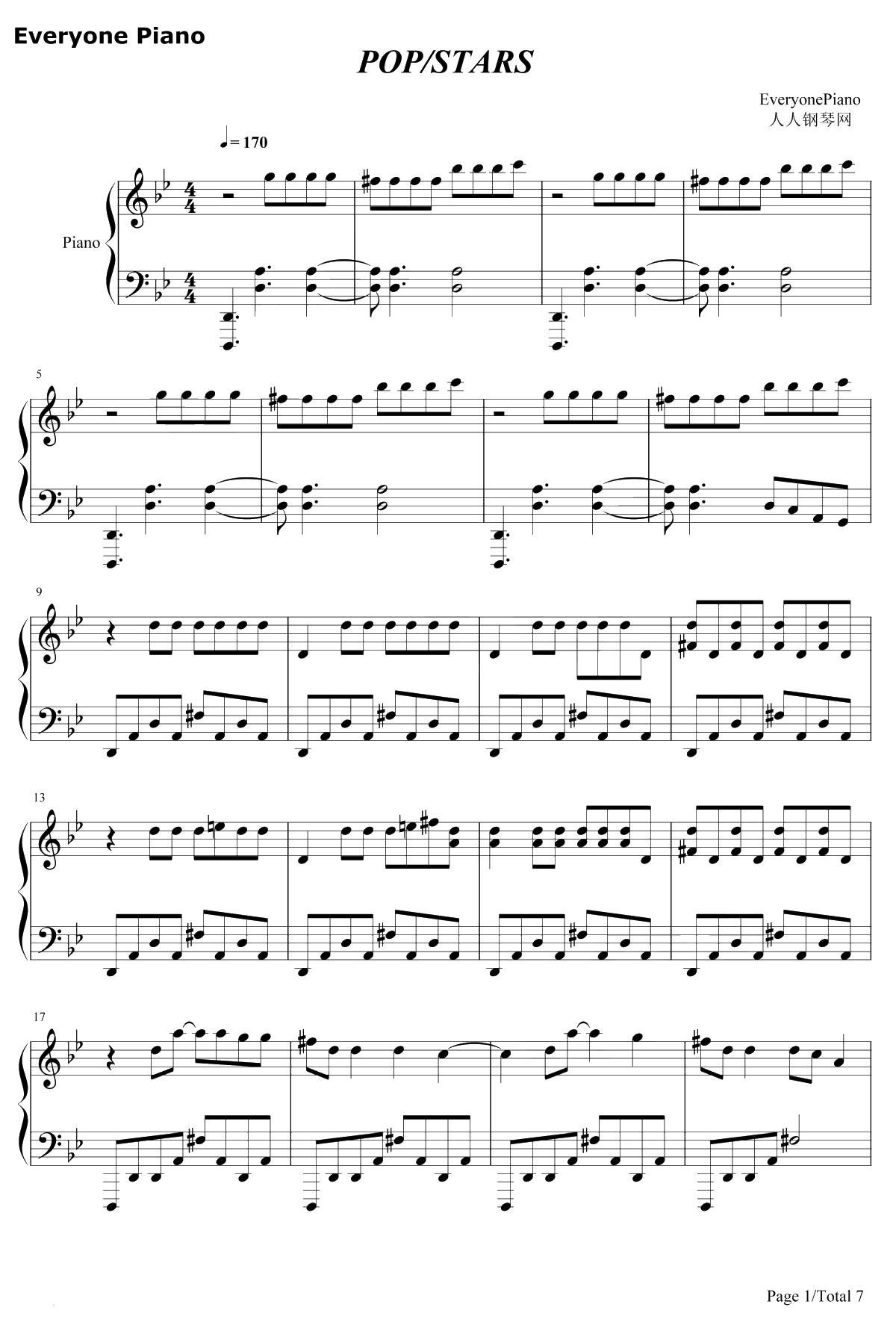 POP STARS钢琴谱-KDA-英雄联盟KDA全新单曲1