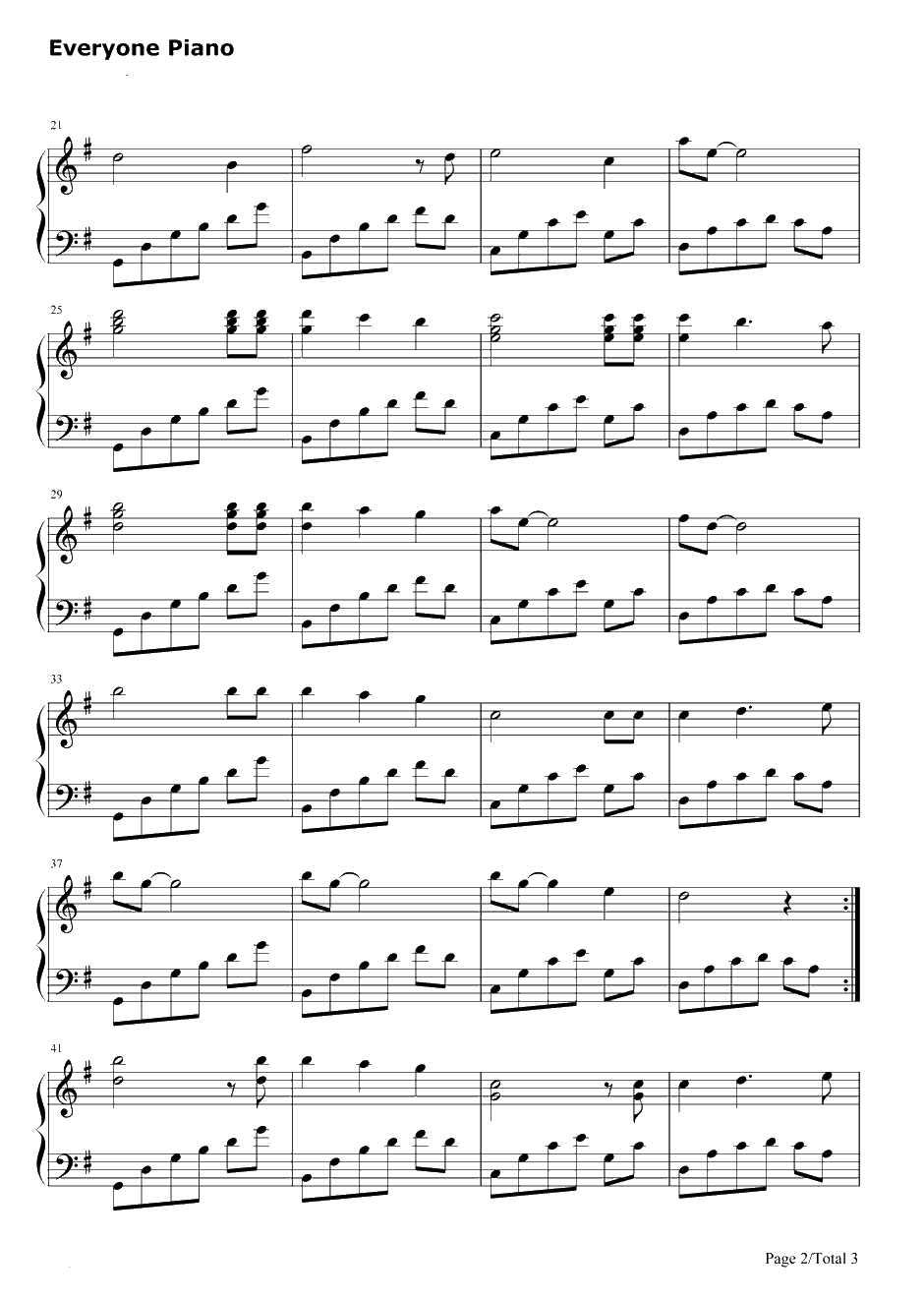 Try to Remember钢琴谱-The Brothers Four2