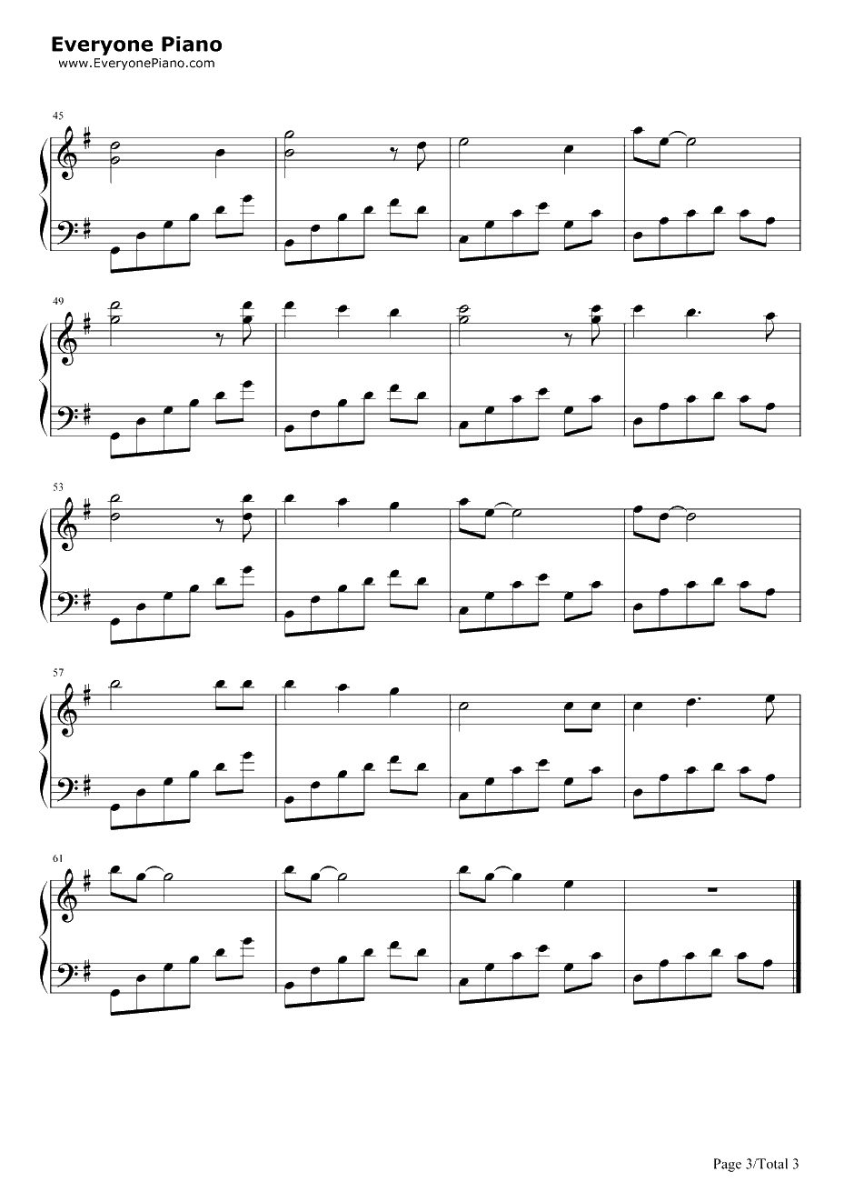 Try to Remember钢琴谱-The Brothers Four3