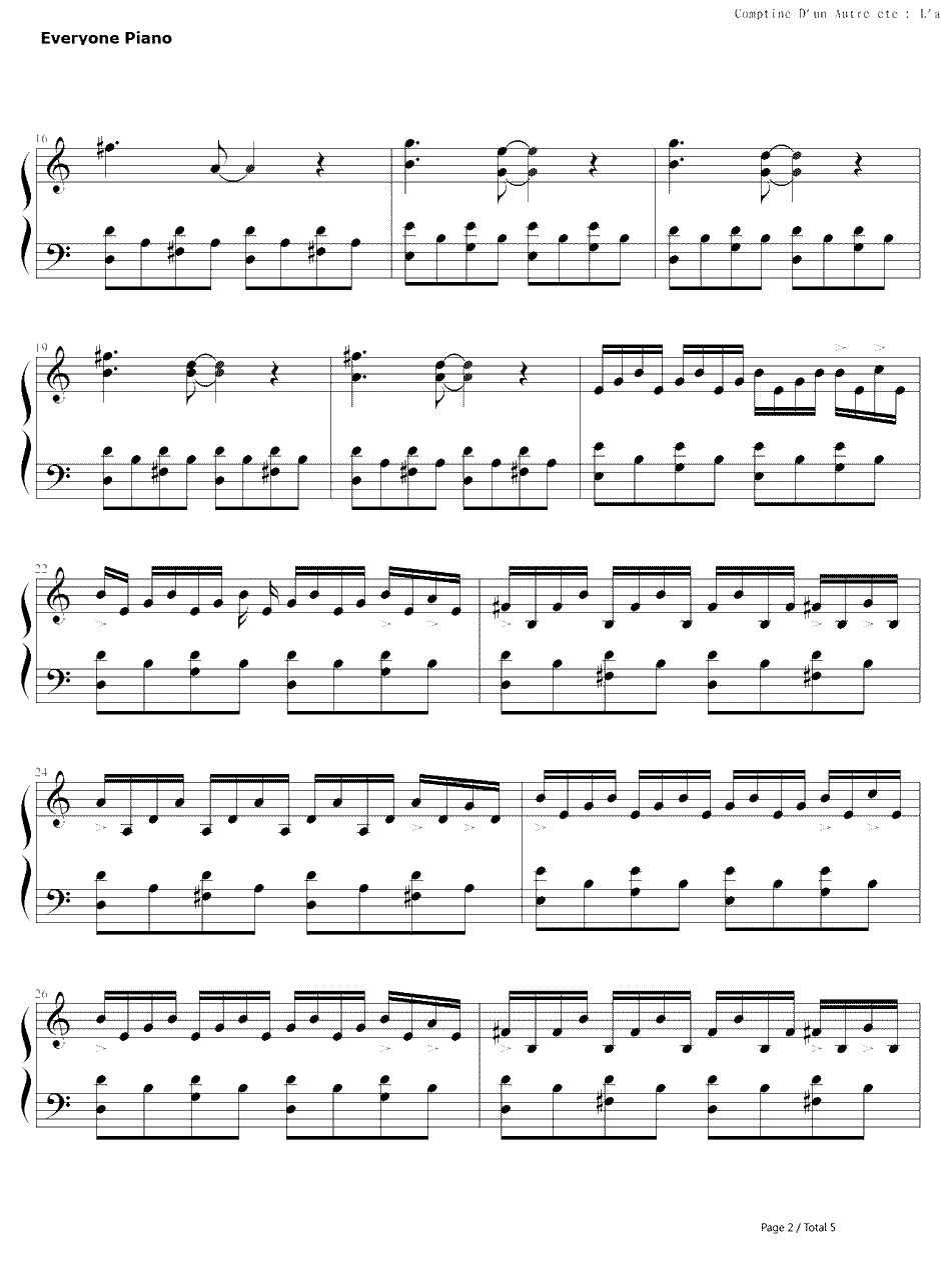天使爱美丽钢琴谱-Yann Tiersen2