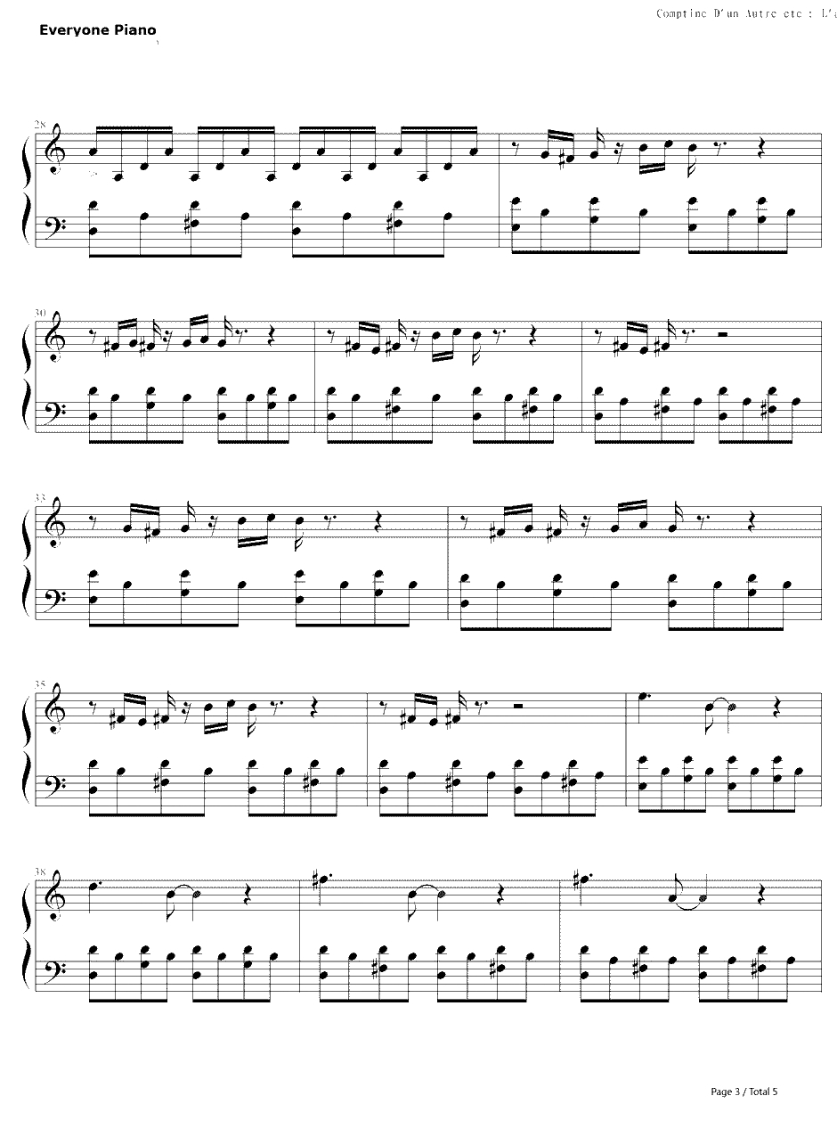 天使爱美丽钢琴谱-Yann Tiersen3