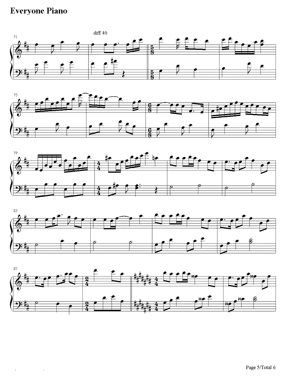 红一叶钢琴谱-巡音ルカ5