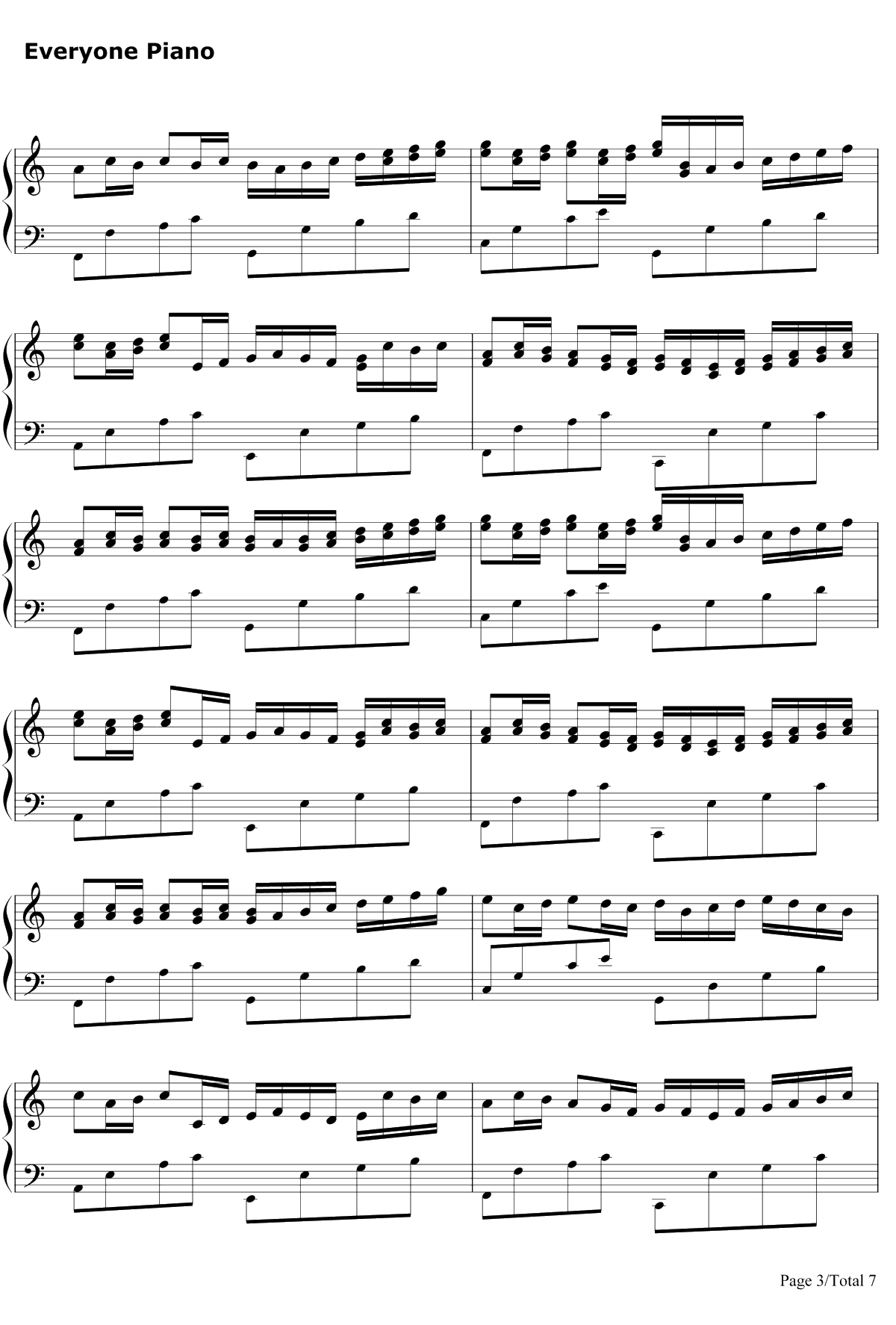 帕赫贝尔的卡农变奏曲钢琴谱-乔治·温斯顿-我的野蛮女友3