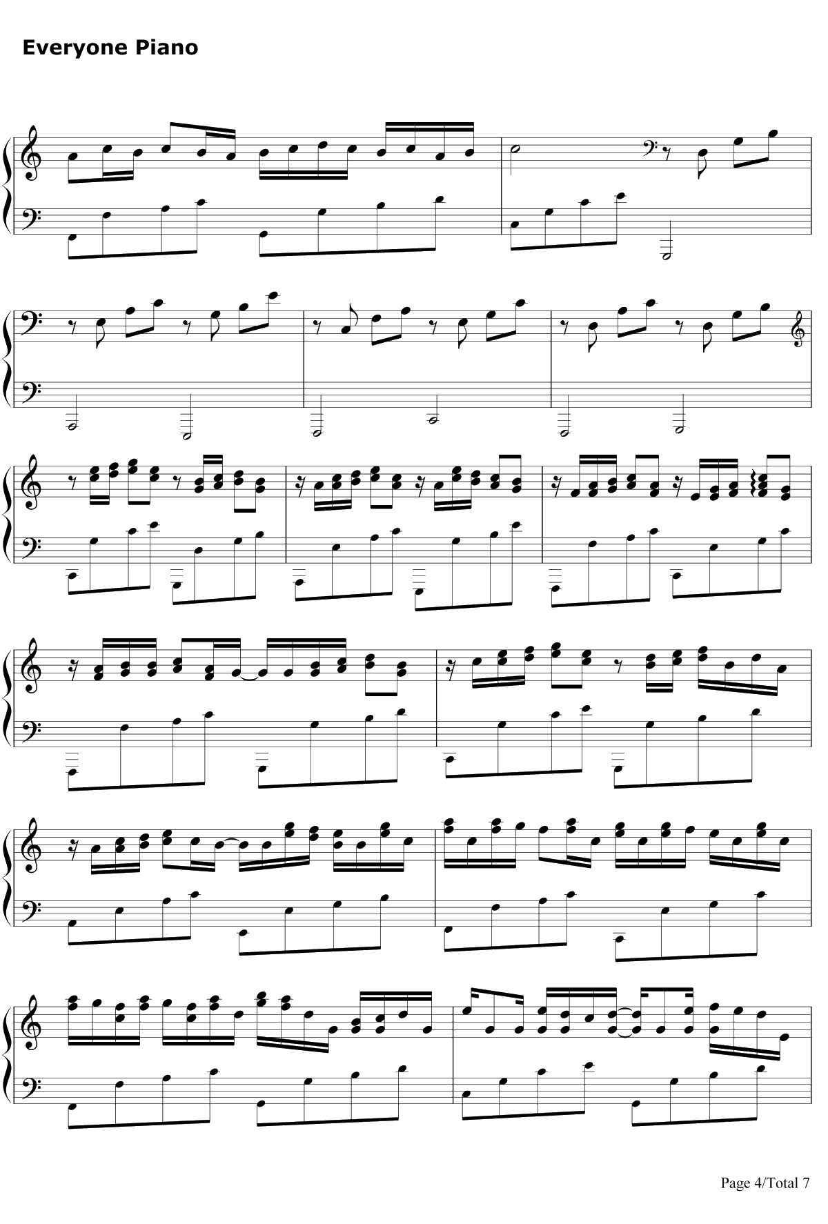 帕赫贝尔的卡农变奏曲钢琴谱-乔治·温斯顿-我的野蛮女友4