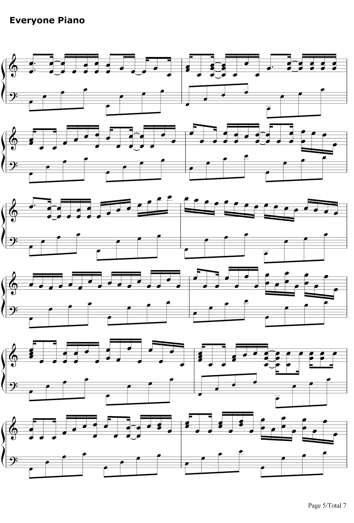 帕赫贝尔的卡农变奏曲钢琴谱-乔治·温斯顿-我的野蛮女友5