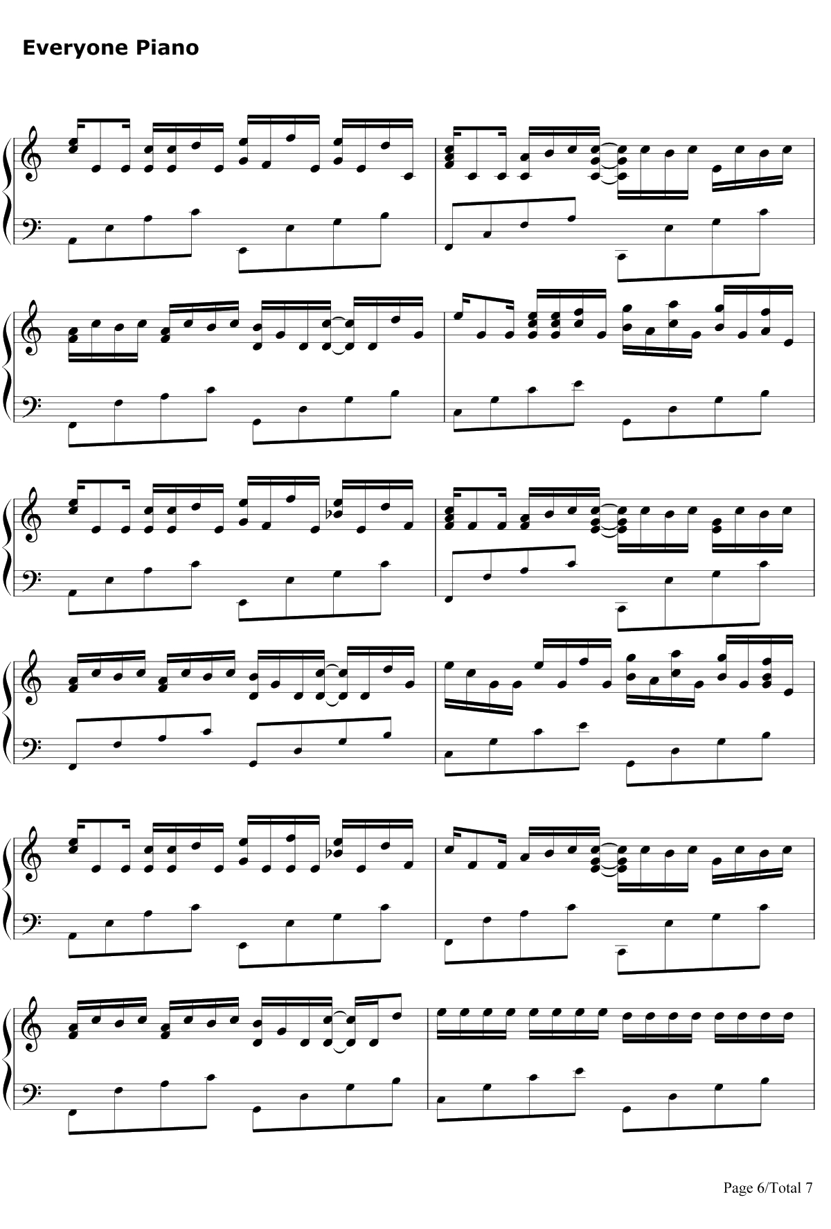 帕赫贝尔的卡农变奏曲钢琴谱-乔治·温斯顿-我的野蛮女友6