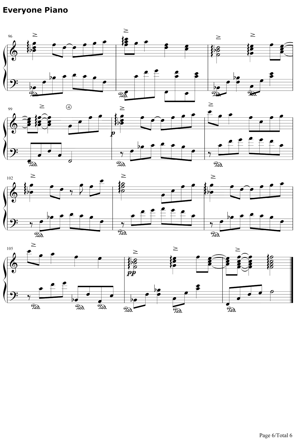小小的手心简单版钢琴谱-麻枝准-CLANNAD6